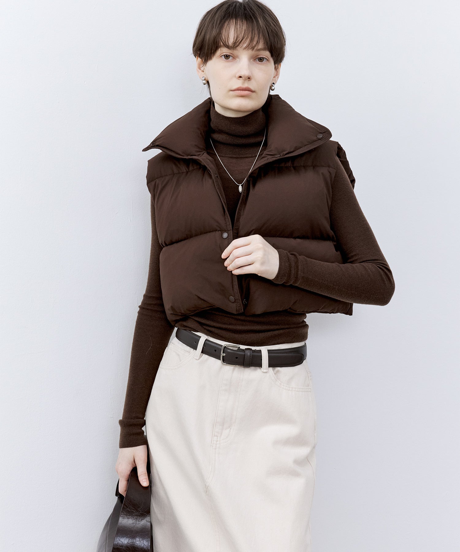 Cropped Puffer Vest with Moldable Neckline