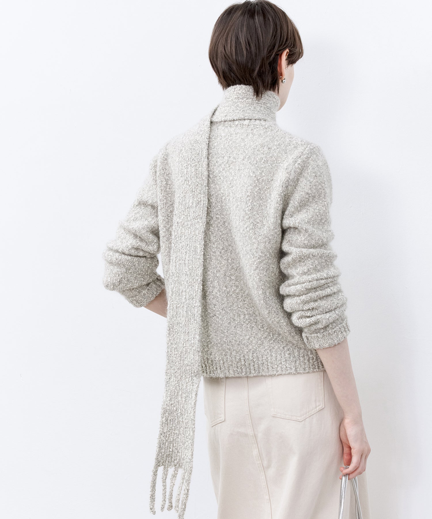 Nepped Knit Cardigan with Tweed Texture