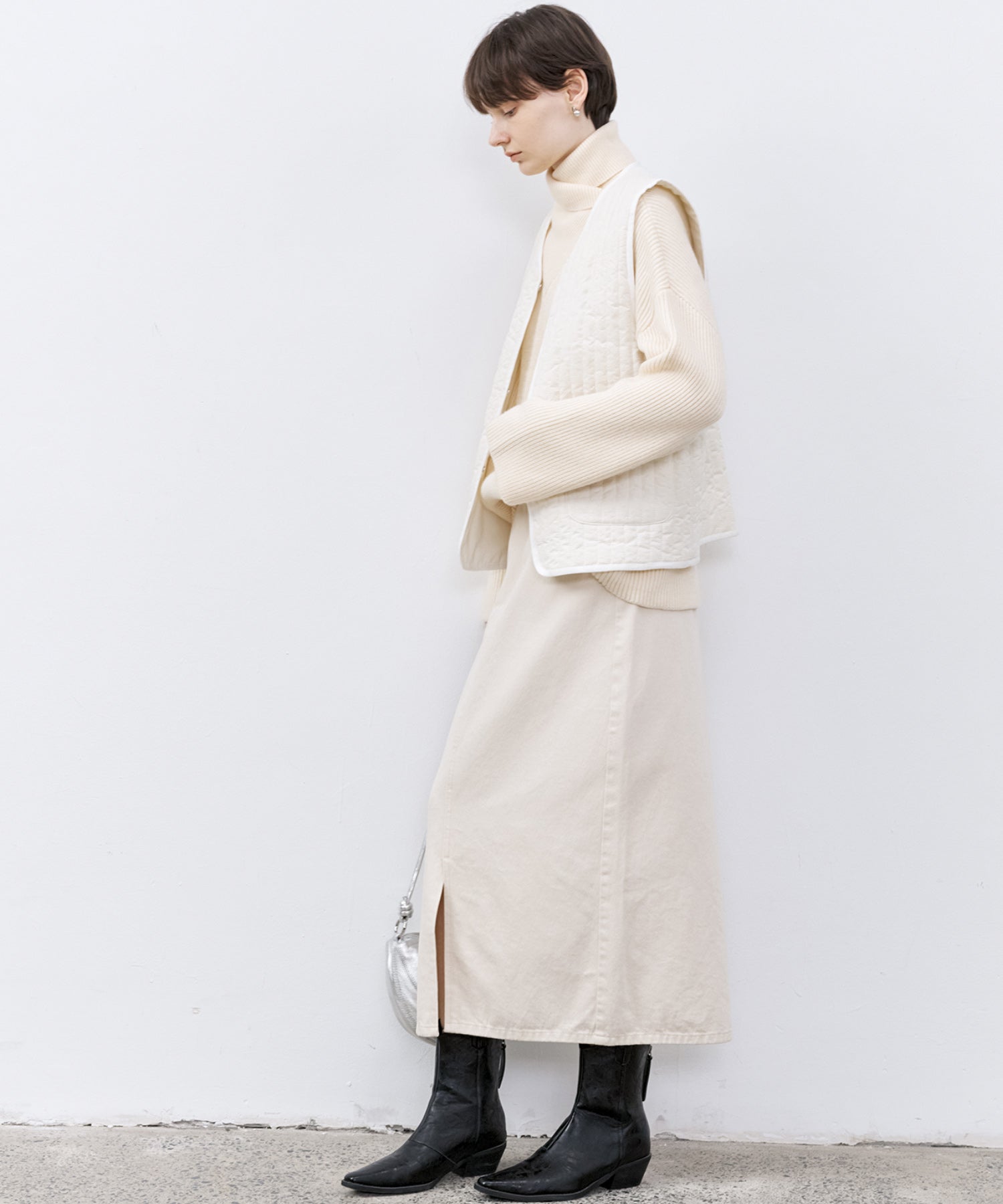 Relaxed Fit Wool-Blend Sweater with Crossed High Neck