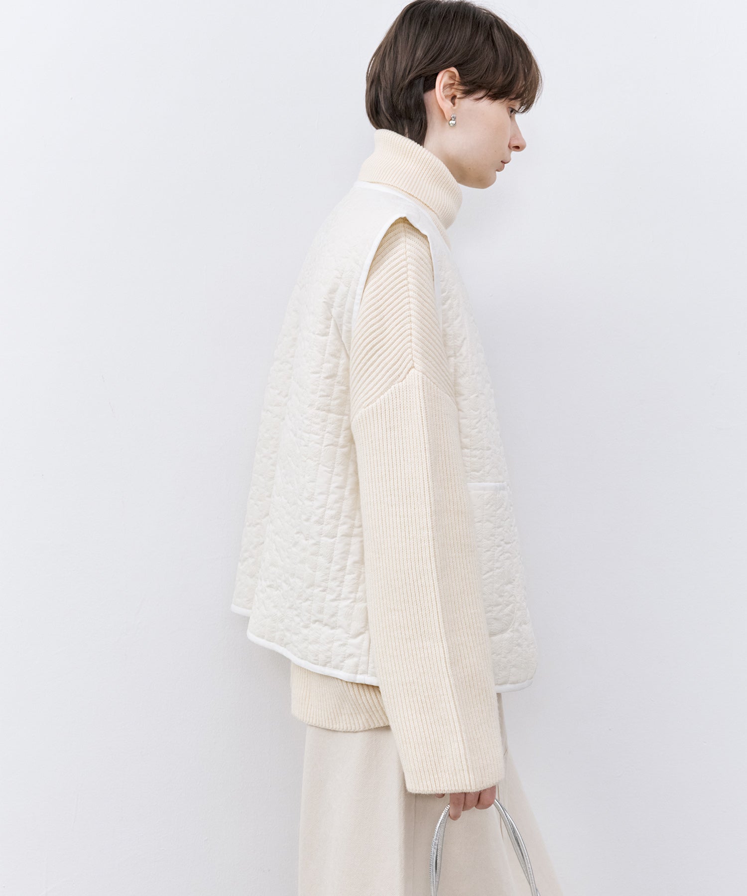 Relaxed Fit Wool-Blend Sweater with Crossed High Neck