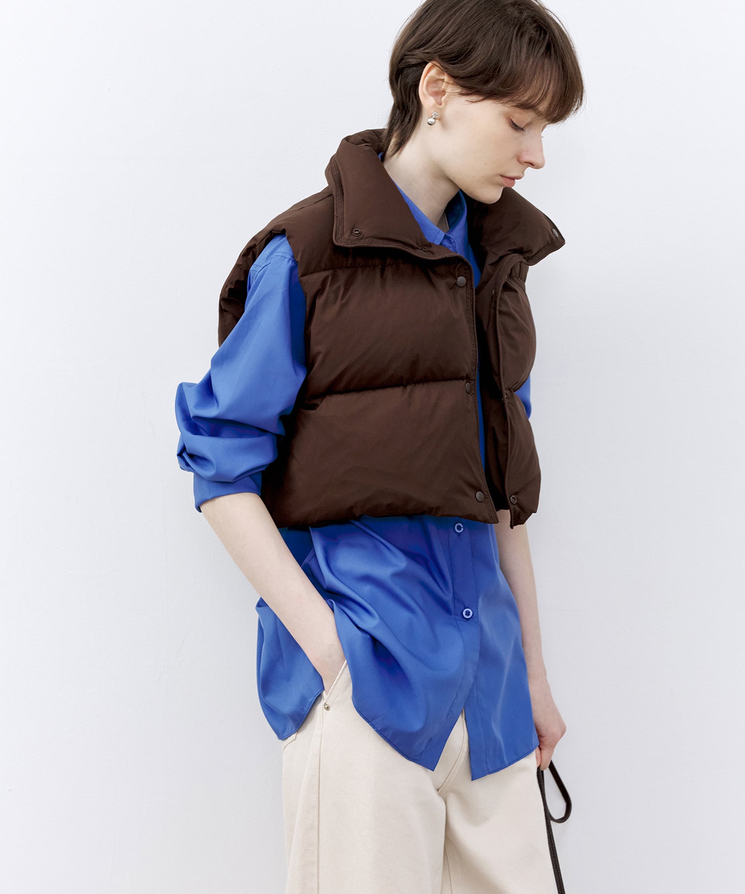 Cropped Puffer Vest with Moldable Neckline