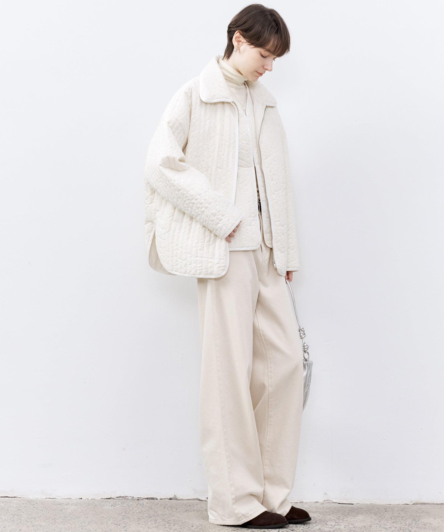 Flocked Print Quilted Jacket