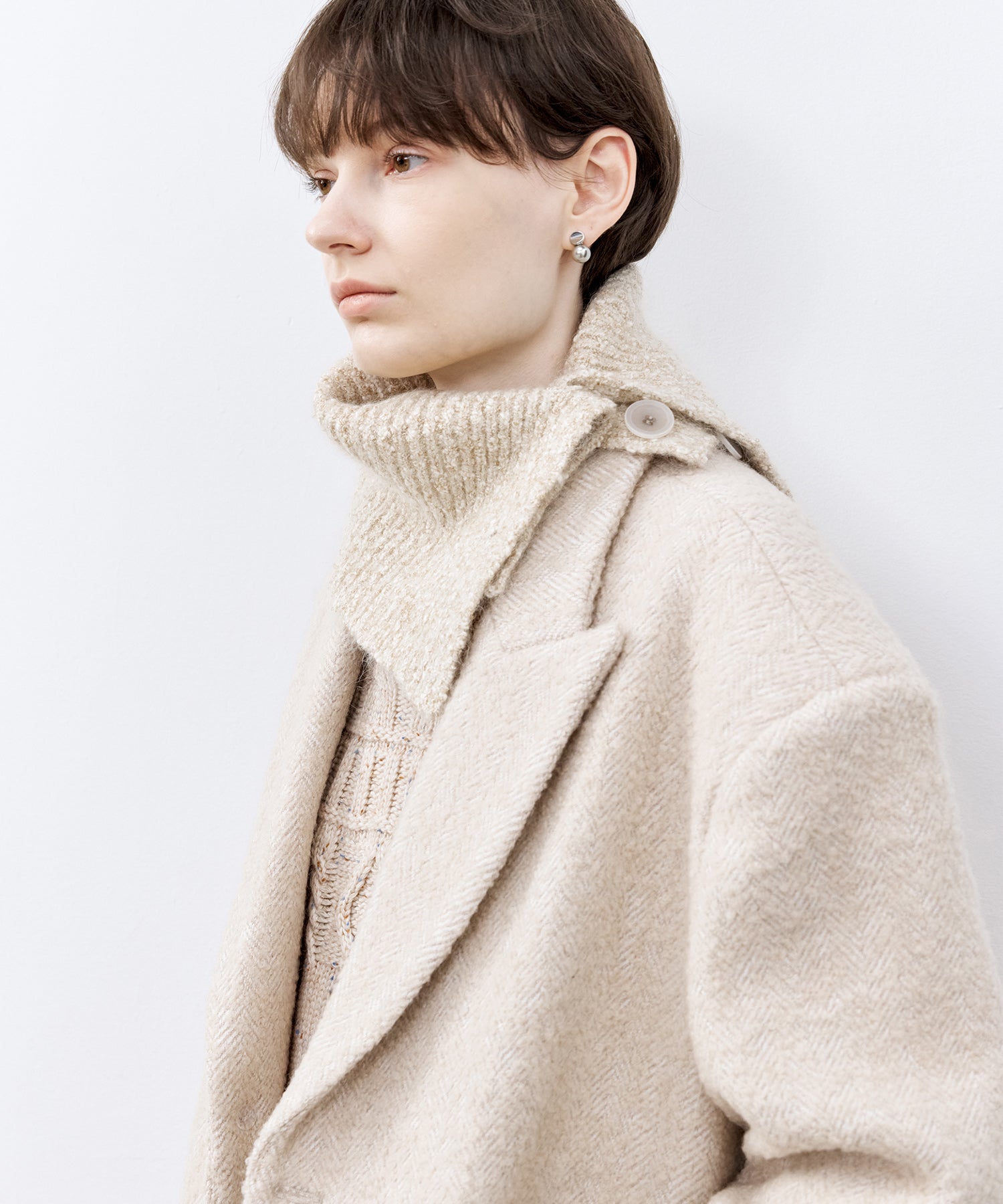 Wool-Blend Oversized Tailored Jacket with Shoulder Pads