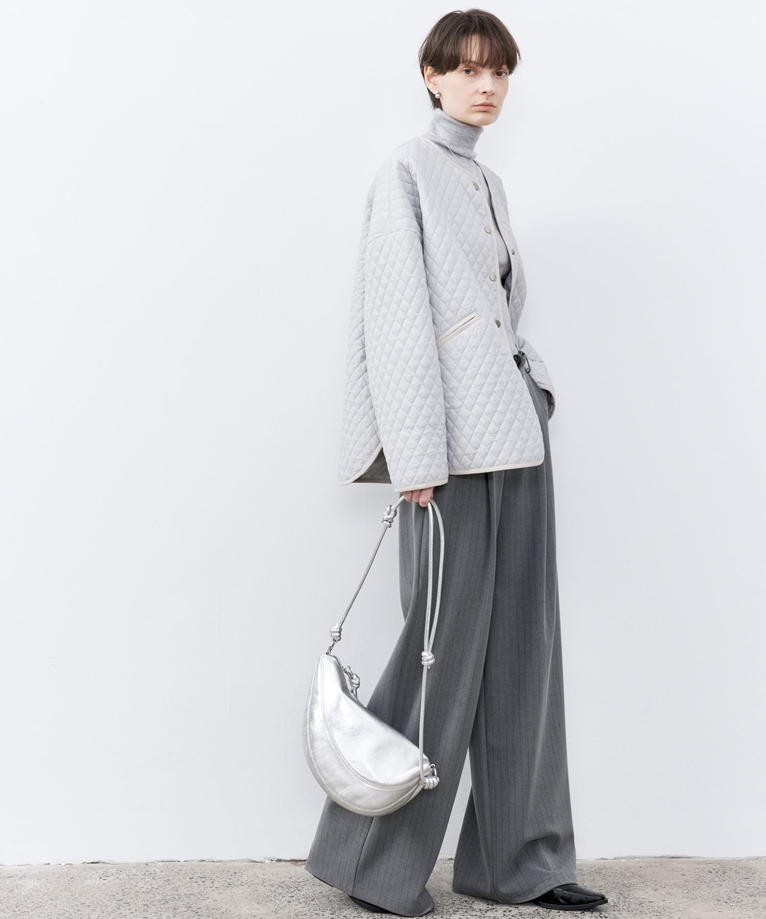 High-Waisted Striped Wide Slacks