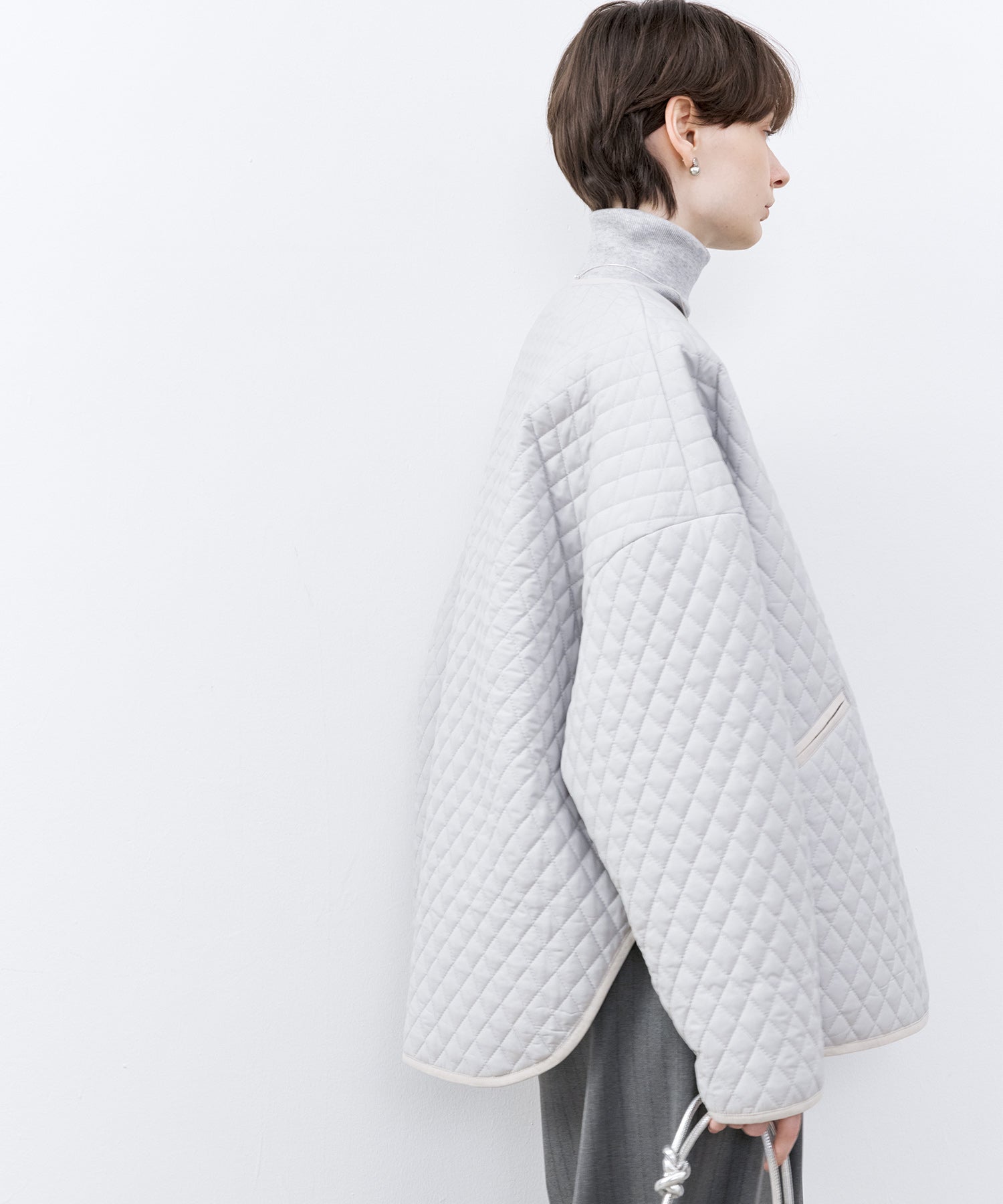 Diamond Quilted Round Neck Padded Jacket