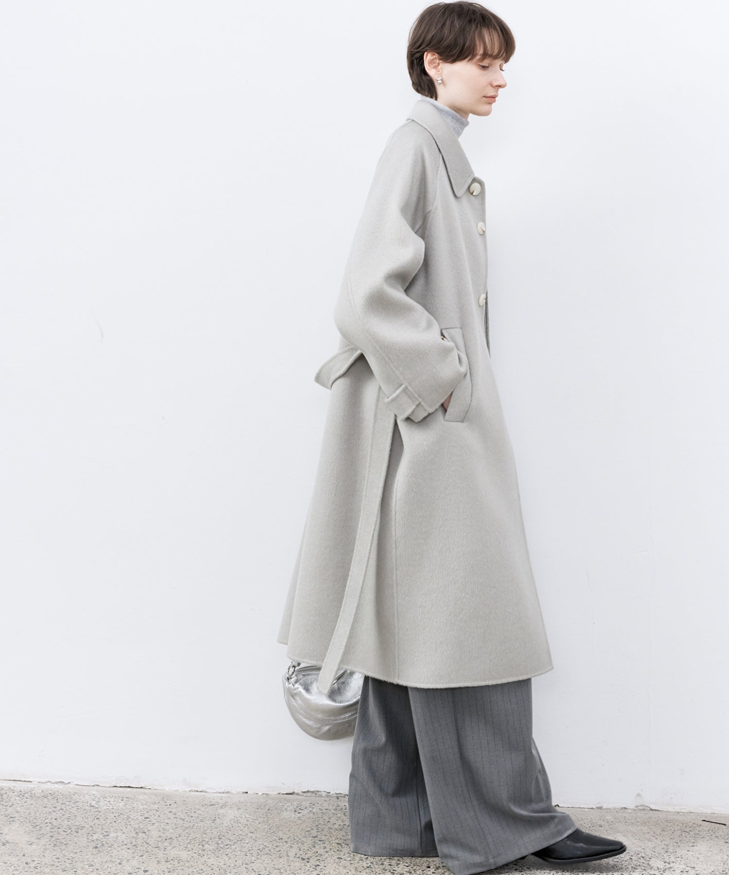 Raglan Sleeves Oversized Double-Faced Wool Coat