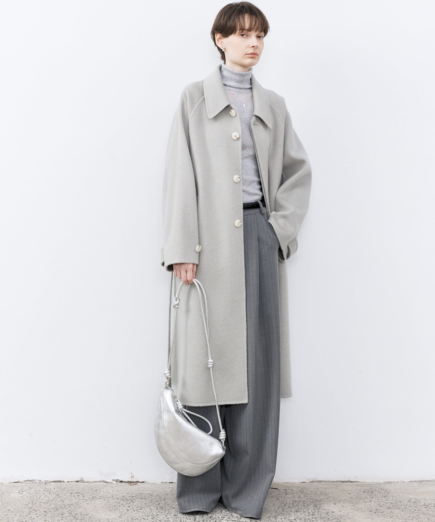 Raglan Sleeves Oversized Double-Faced Wool Coat