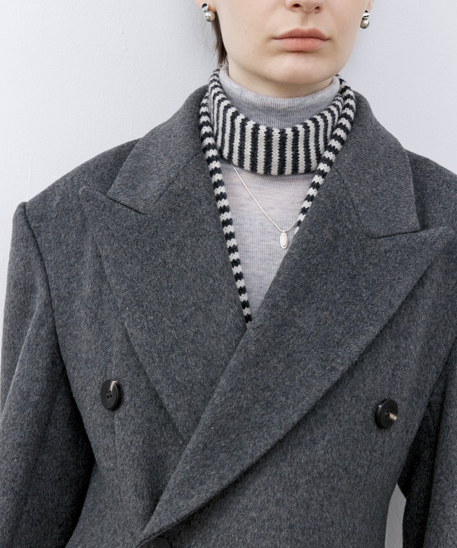 Structured Wool Long Coat with Padded Shoulders