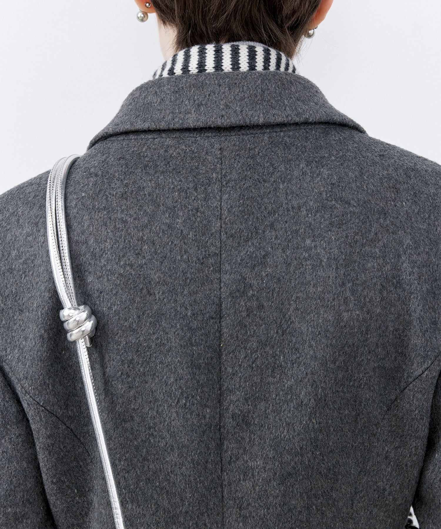 Structured Wool Long Coat with Padded Shoulders