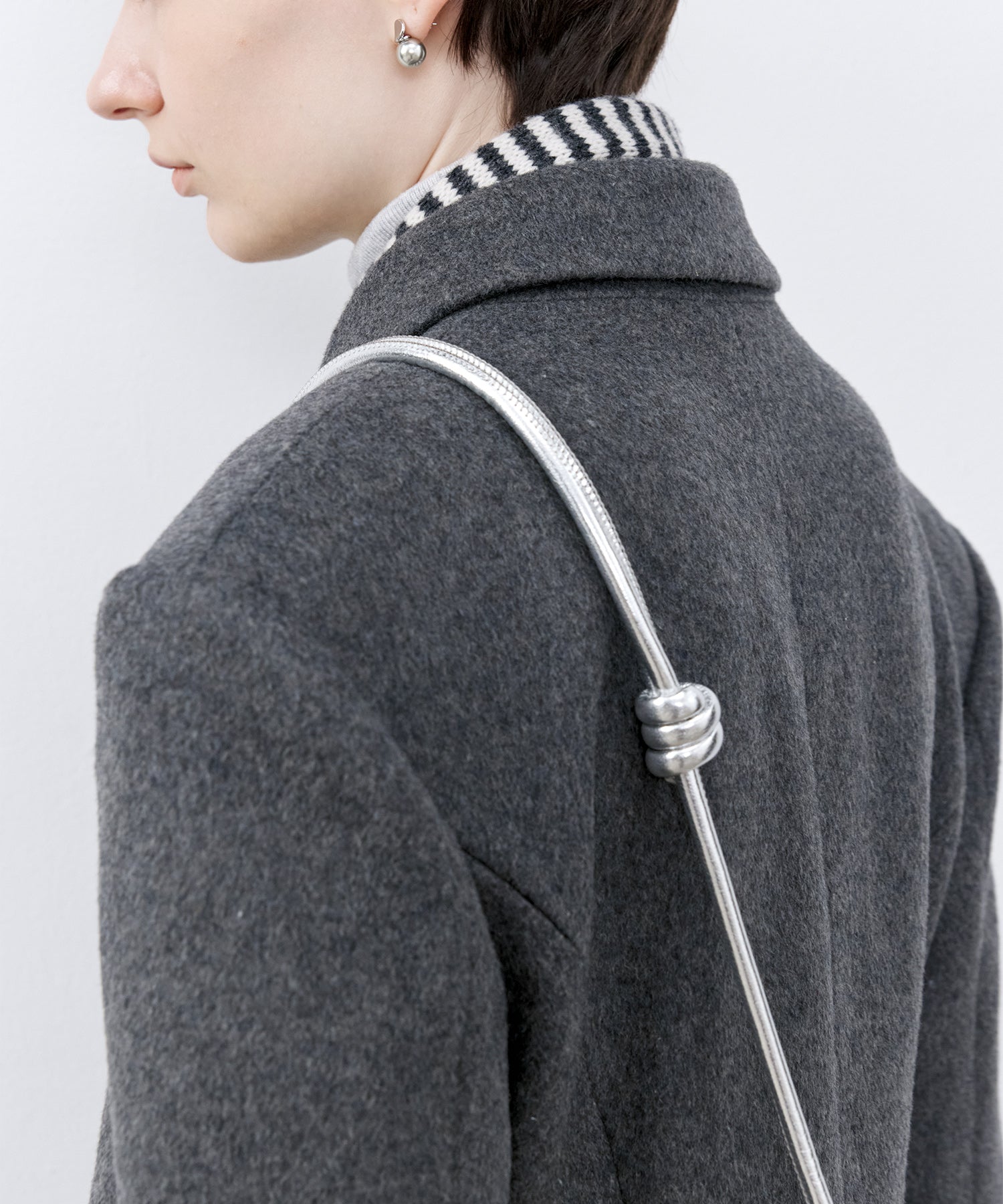 Structured Wool Long Coat with Padded Shoulders