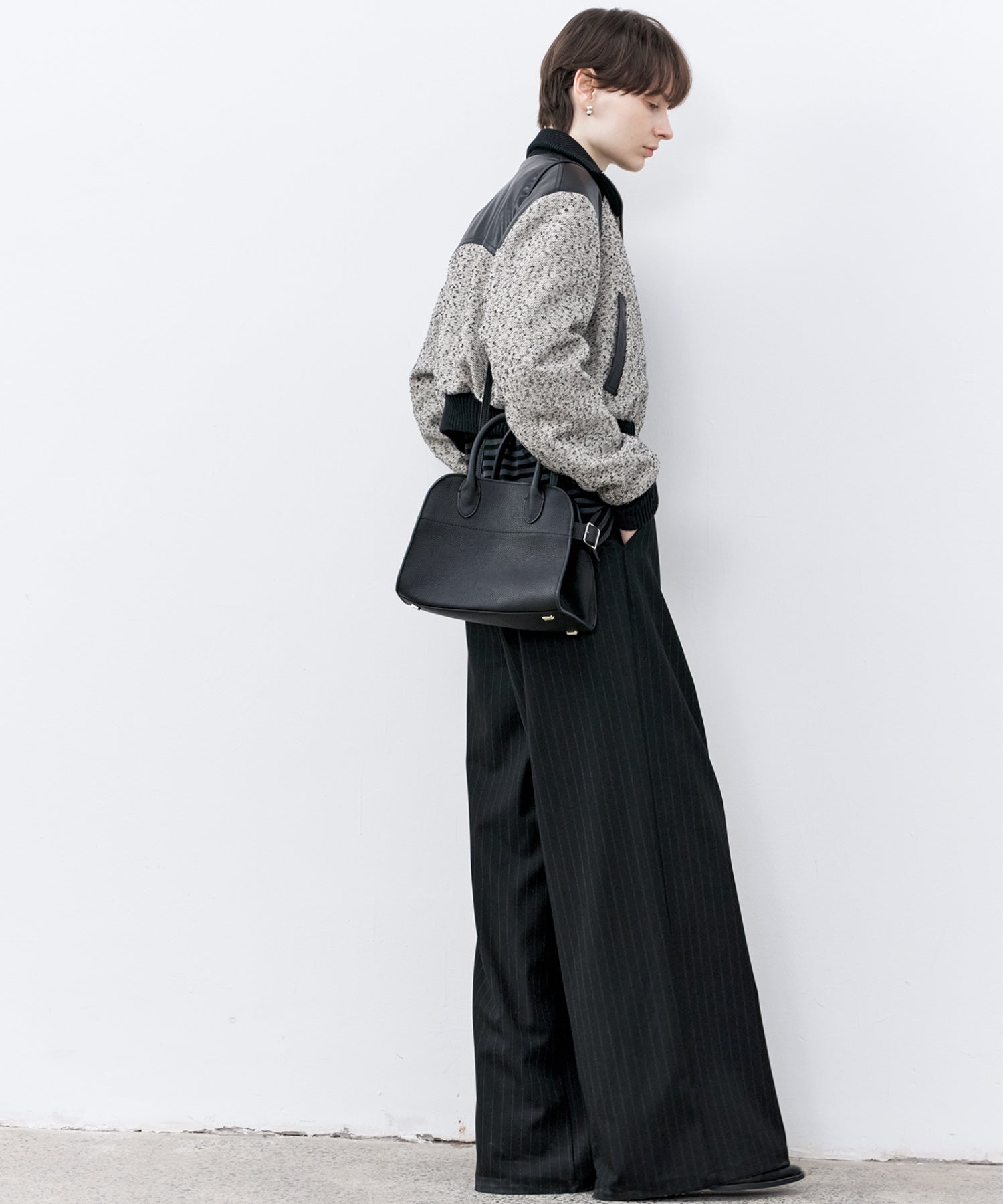 High-Waisted Striped Wide Slacks