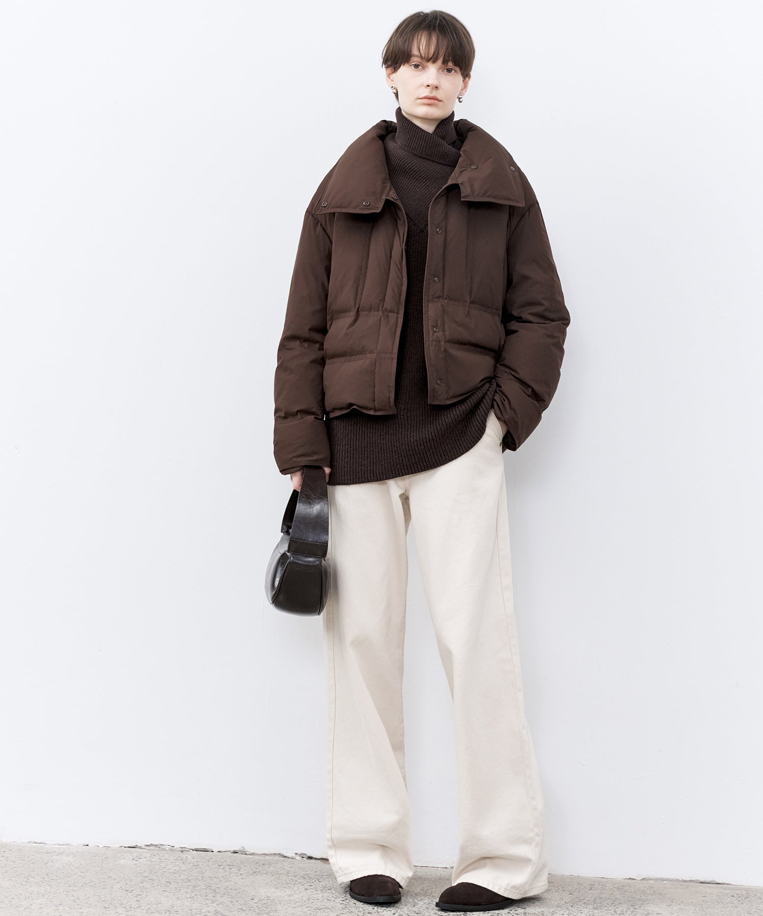 Drop Shoulder Short Puffer with Shaped Waist Design