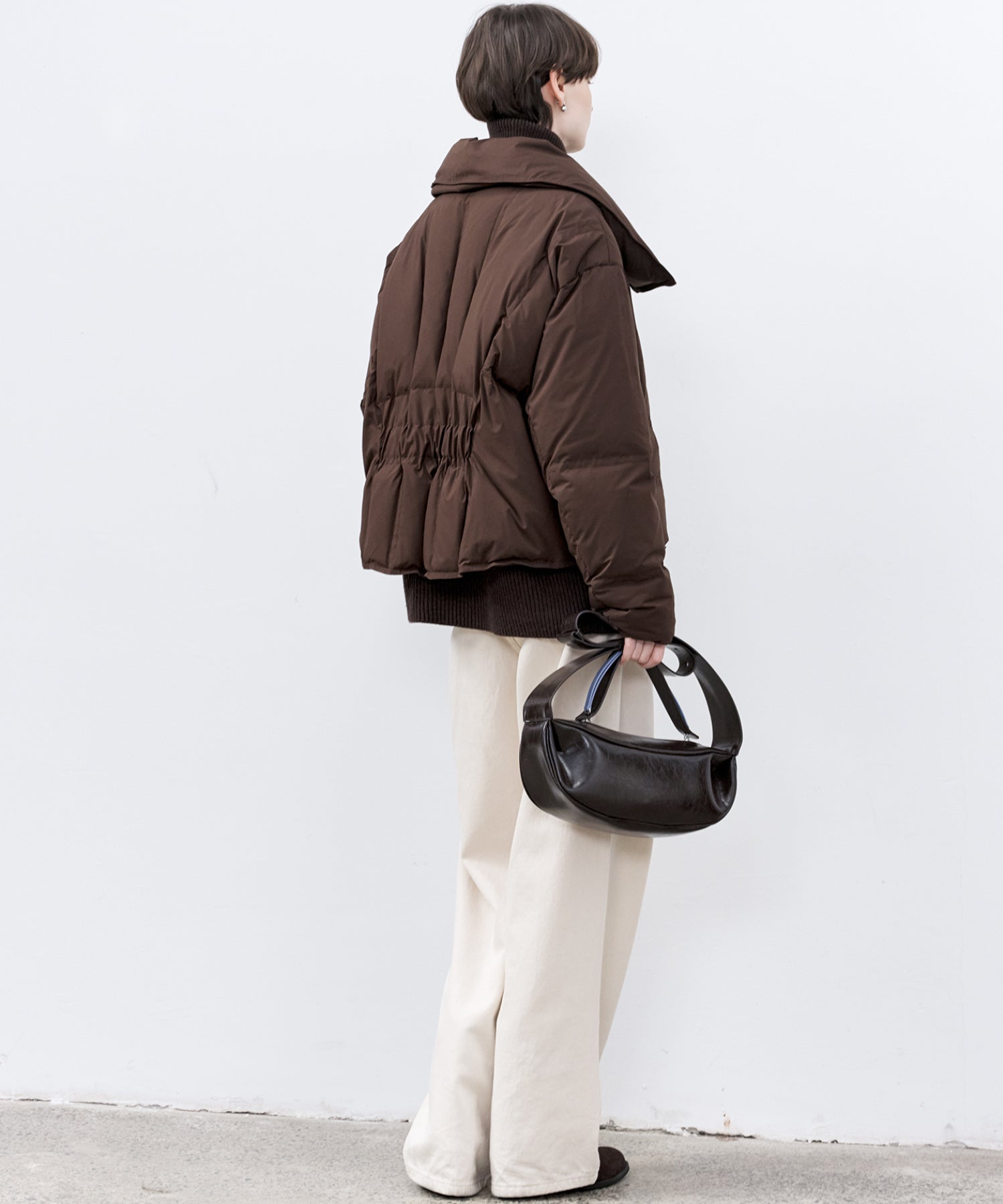 Drop Shoulder Short Puffer with Shaped Waist Design