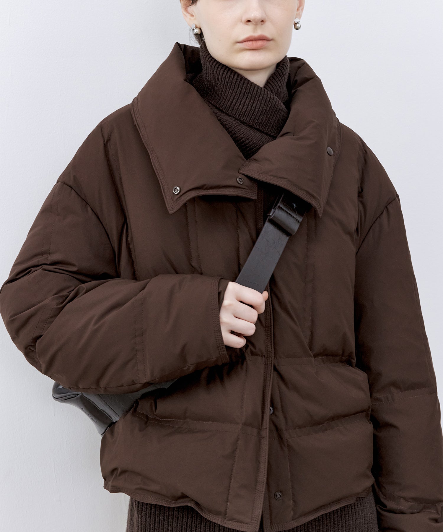 Drop Shoulder Short Puffer with Shaped Waist Design