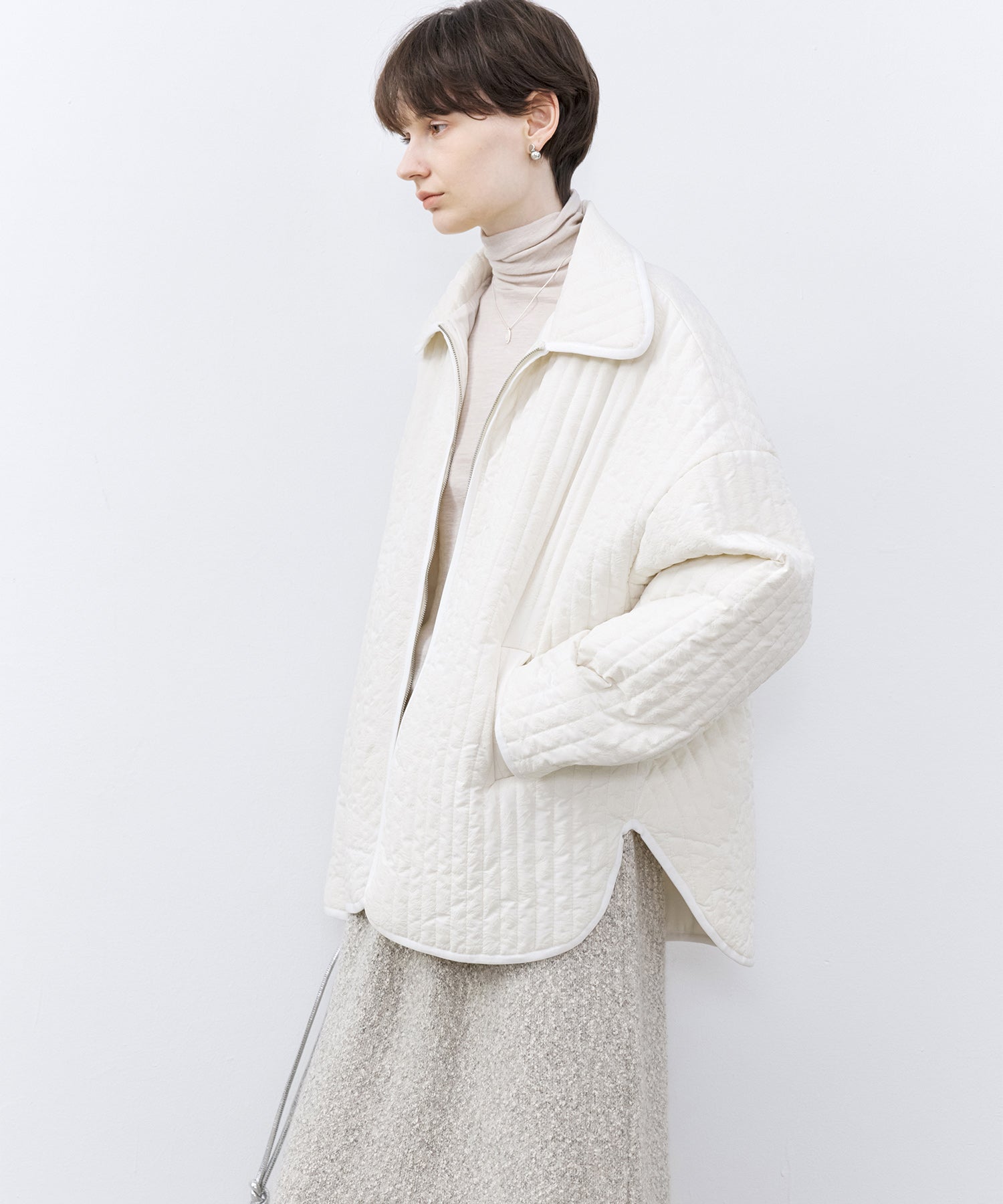 Flocked Print Quilted Jacket