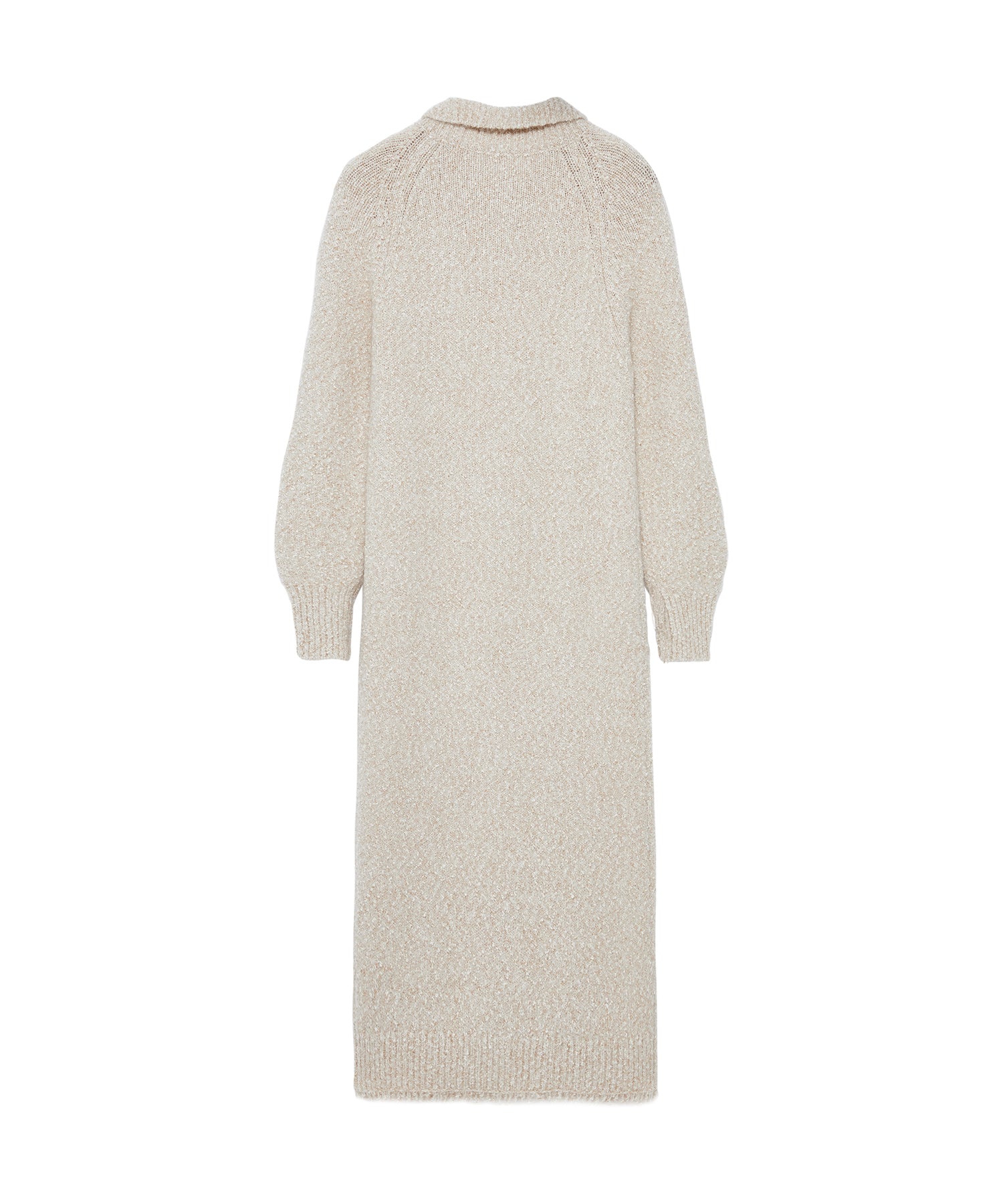 Tweed Like Knit Shirt Dress with Fringe Details