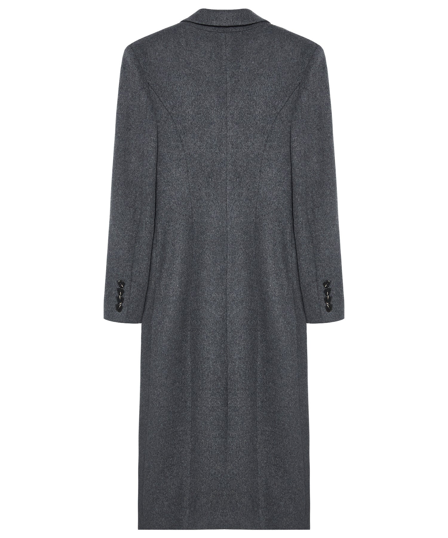 Structured Wool Long Coat with Padded Shoulders