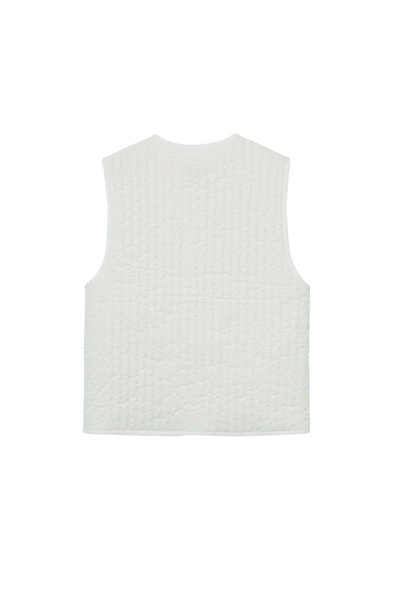 Flocked Jacquard Texture V-Neck Quilted Cotton Vest