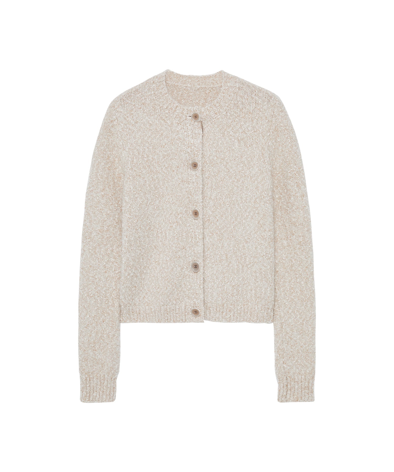 Nepped Knit Cardigan with Tweed Texture