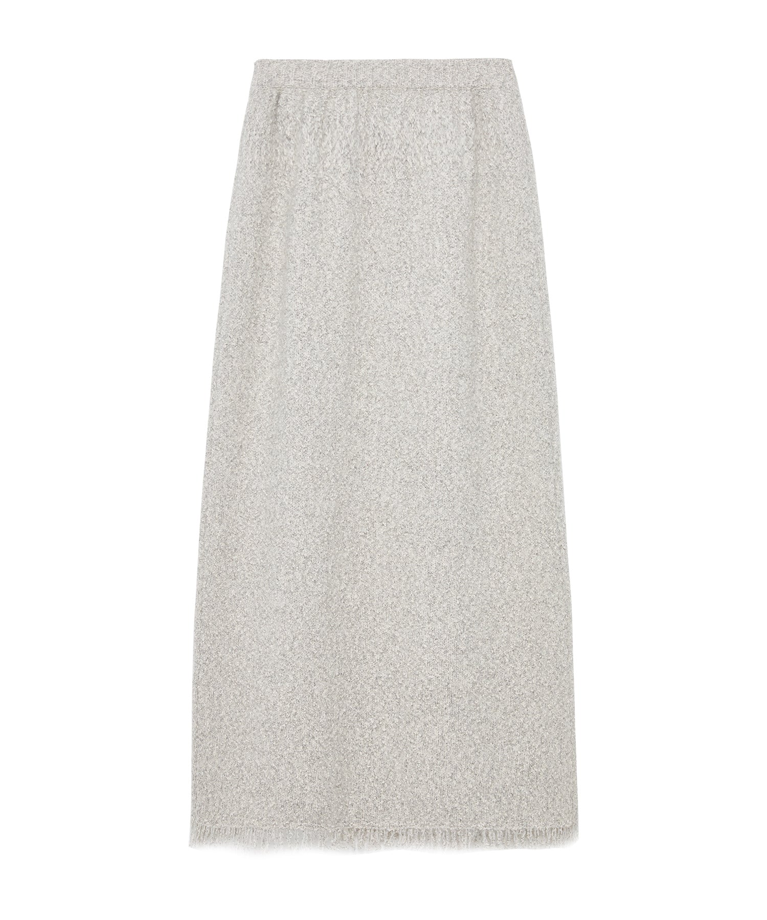 Fringe Accent Textured Knit Skirt – Tweed-Like A-Line