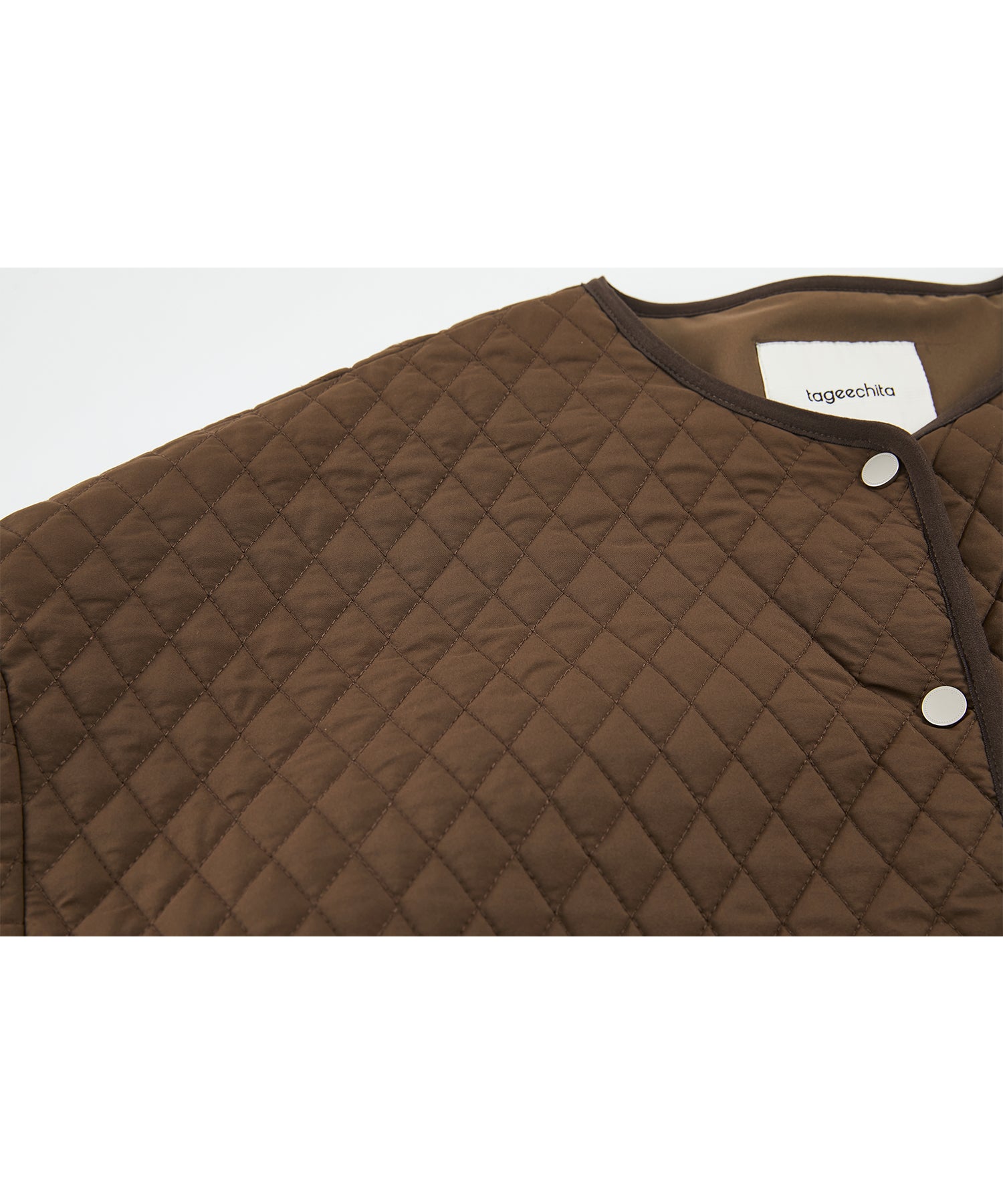 Diamond Quilted Round Neck Padded Jacket