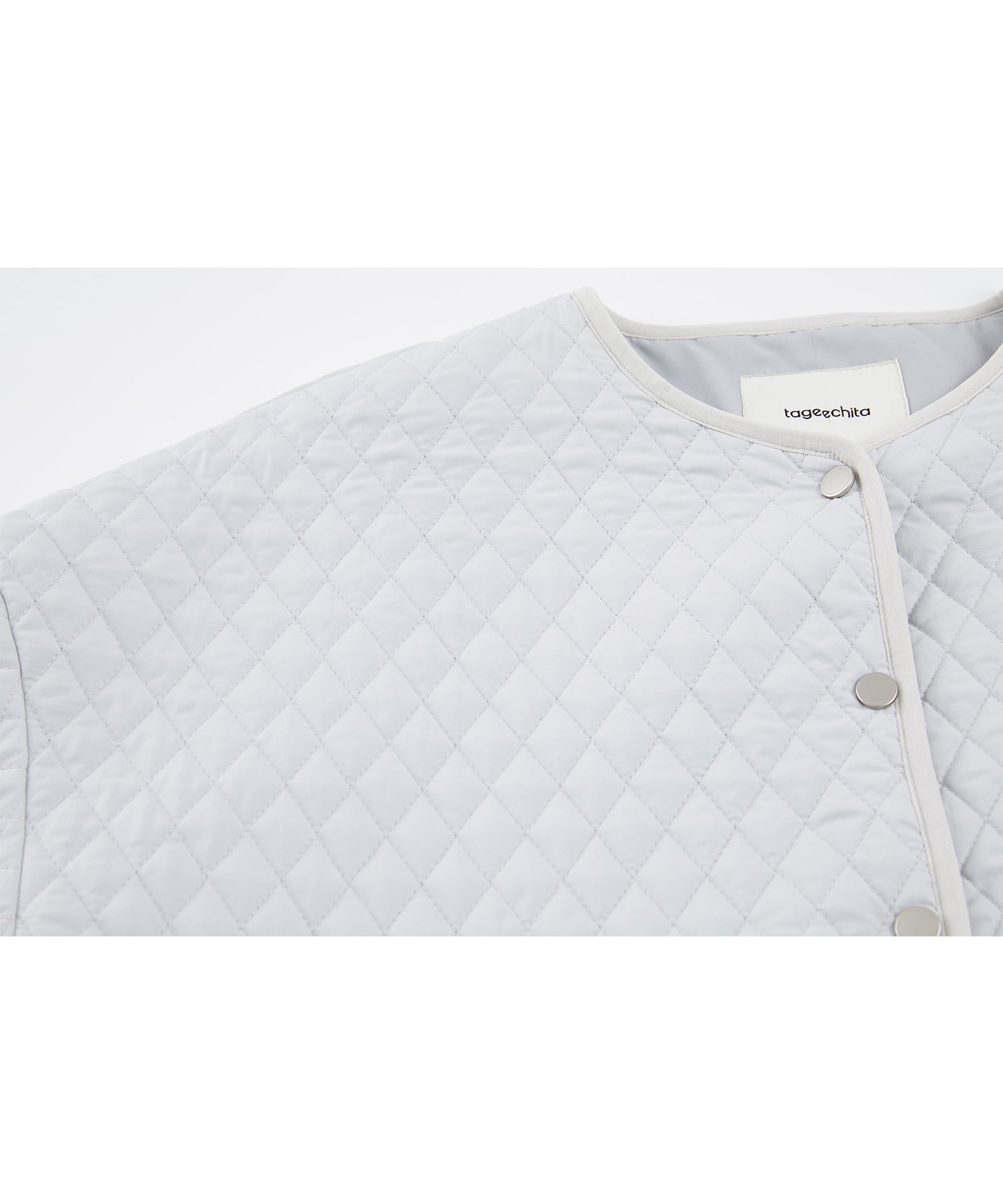 Diamond Quilted Round Neck Padded Jacket