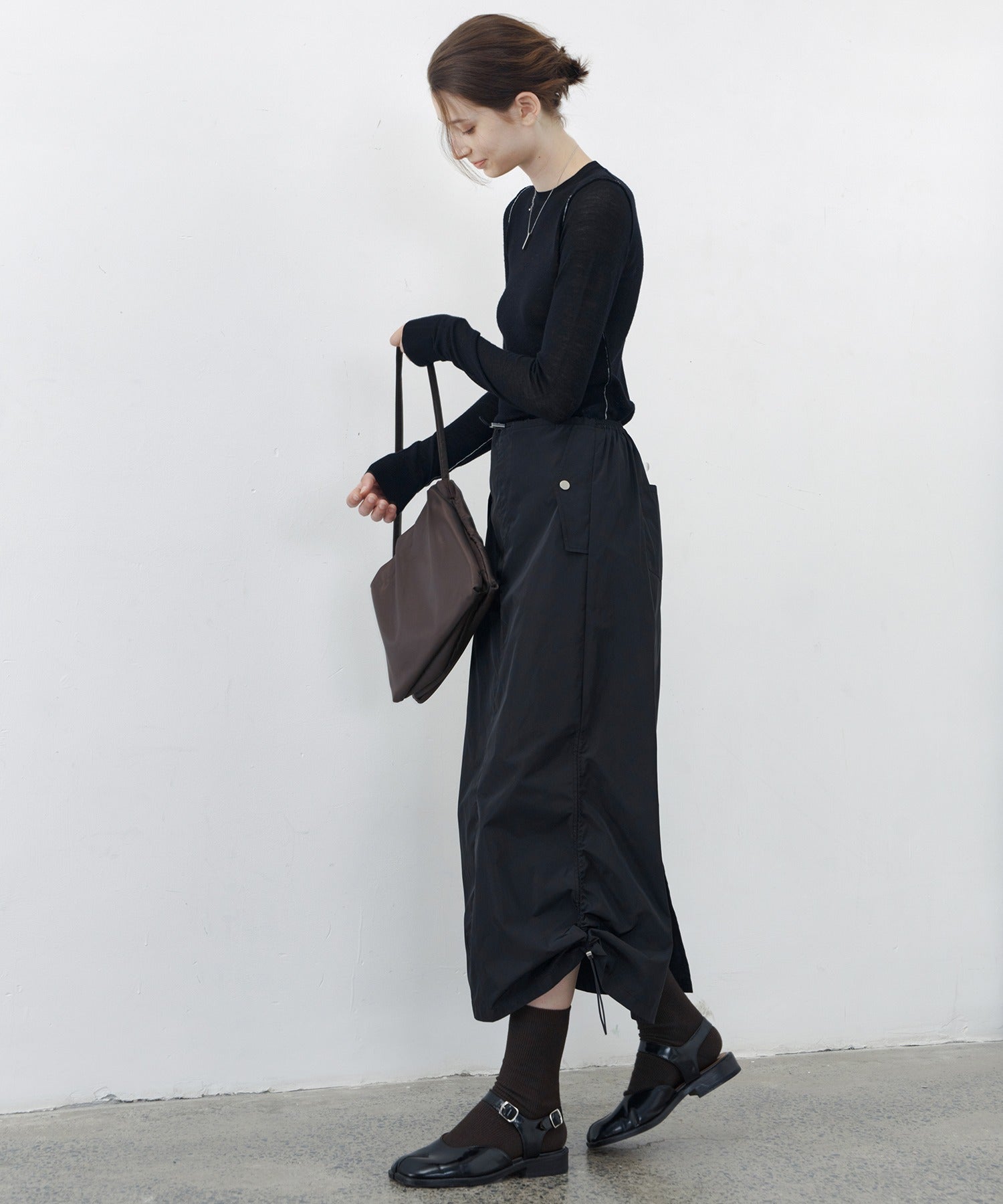 Side Drawstring Ruched Pencil Skirt