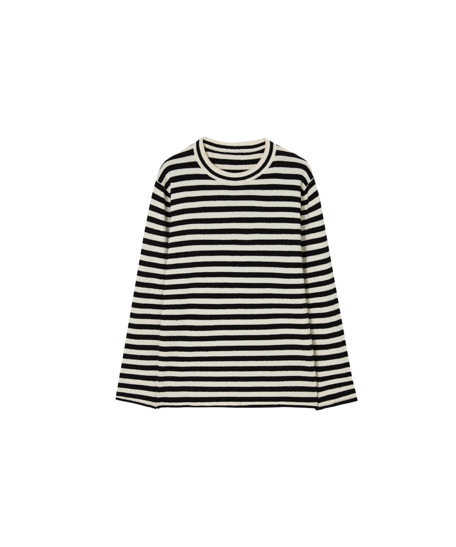 Textured Stripe Crew Neck Knit Sweater