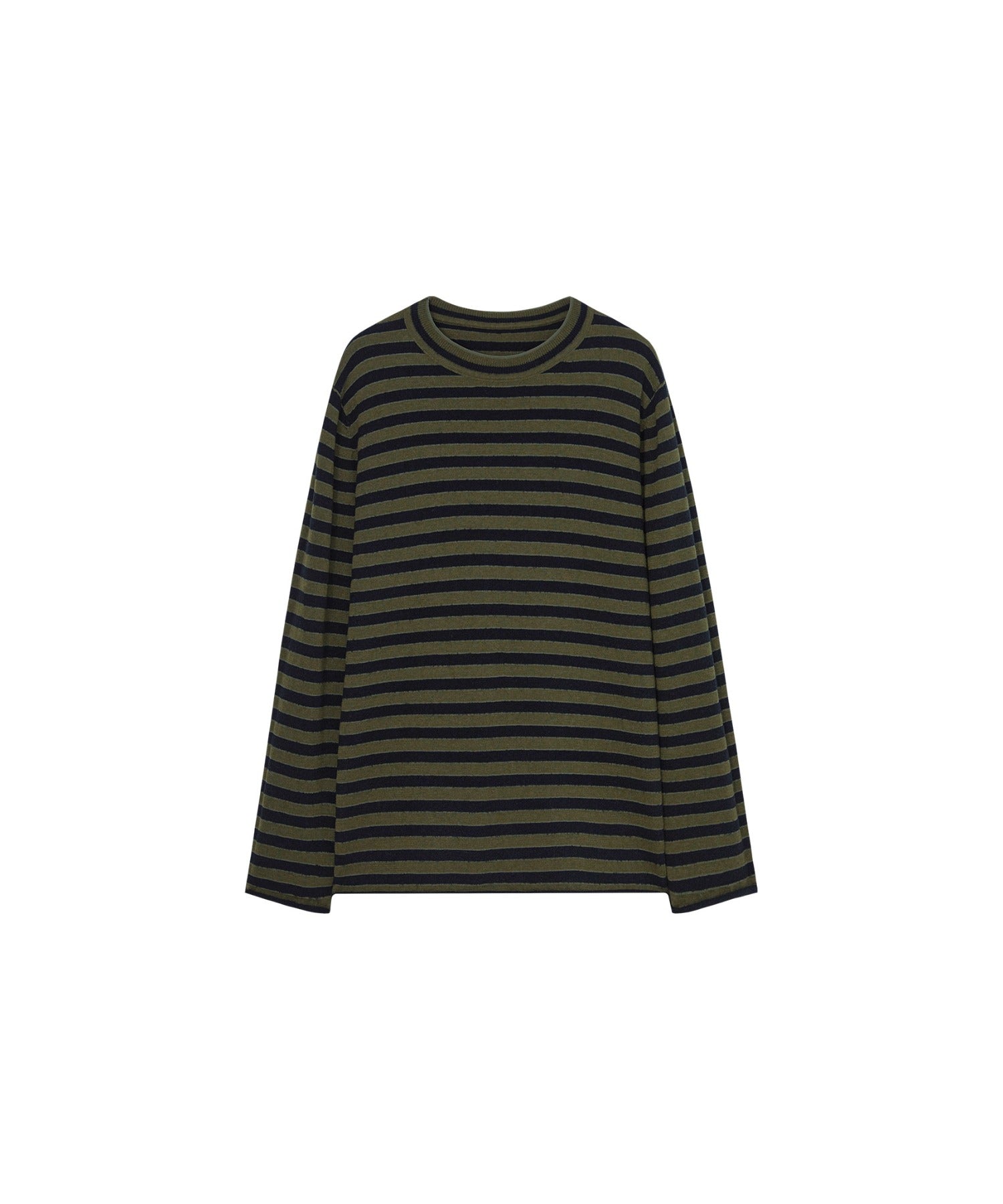 Textured Stripe Crew Neck Knit Sweater