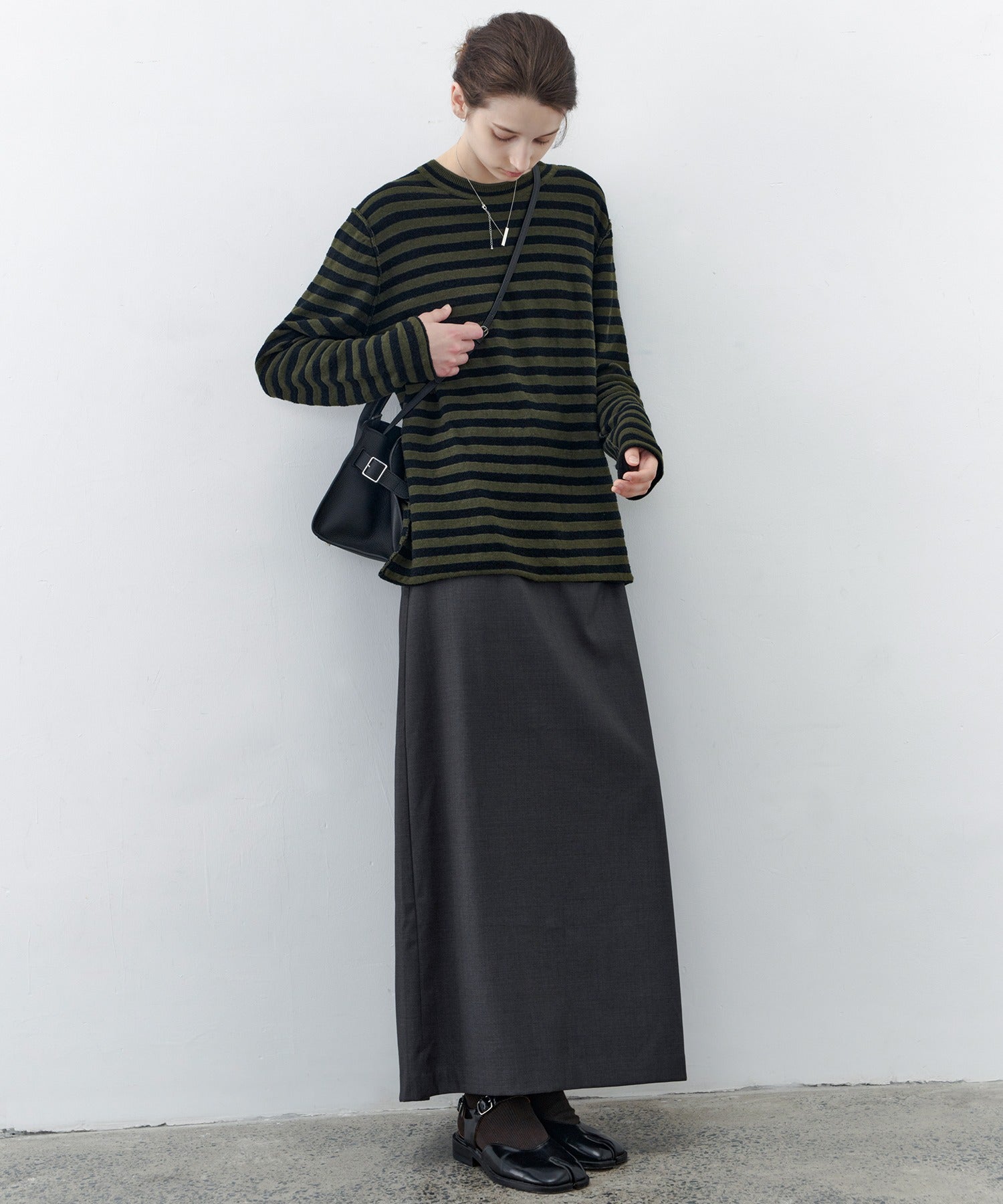 Textured Stripe Crew Neck Knit Sweater