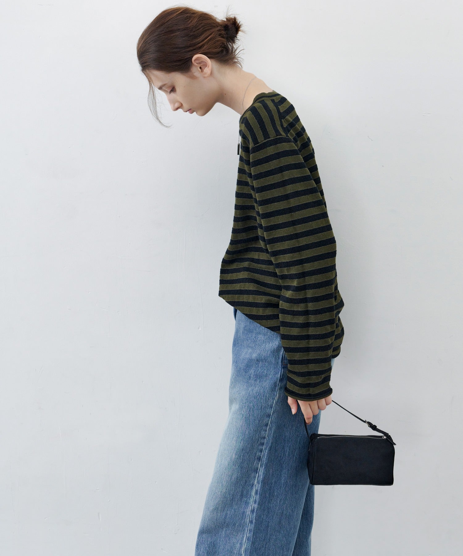 Textured Stripe Crew Neck Knit Sweater