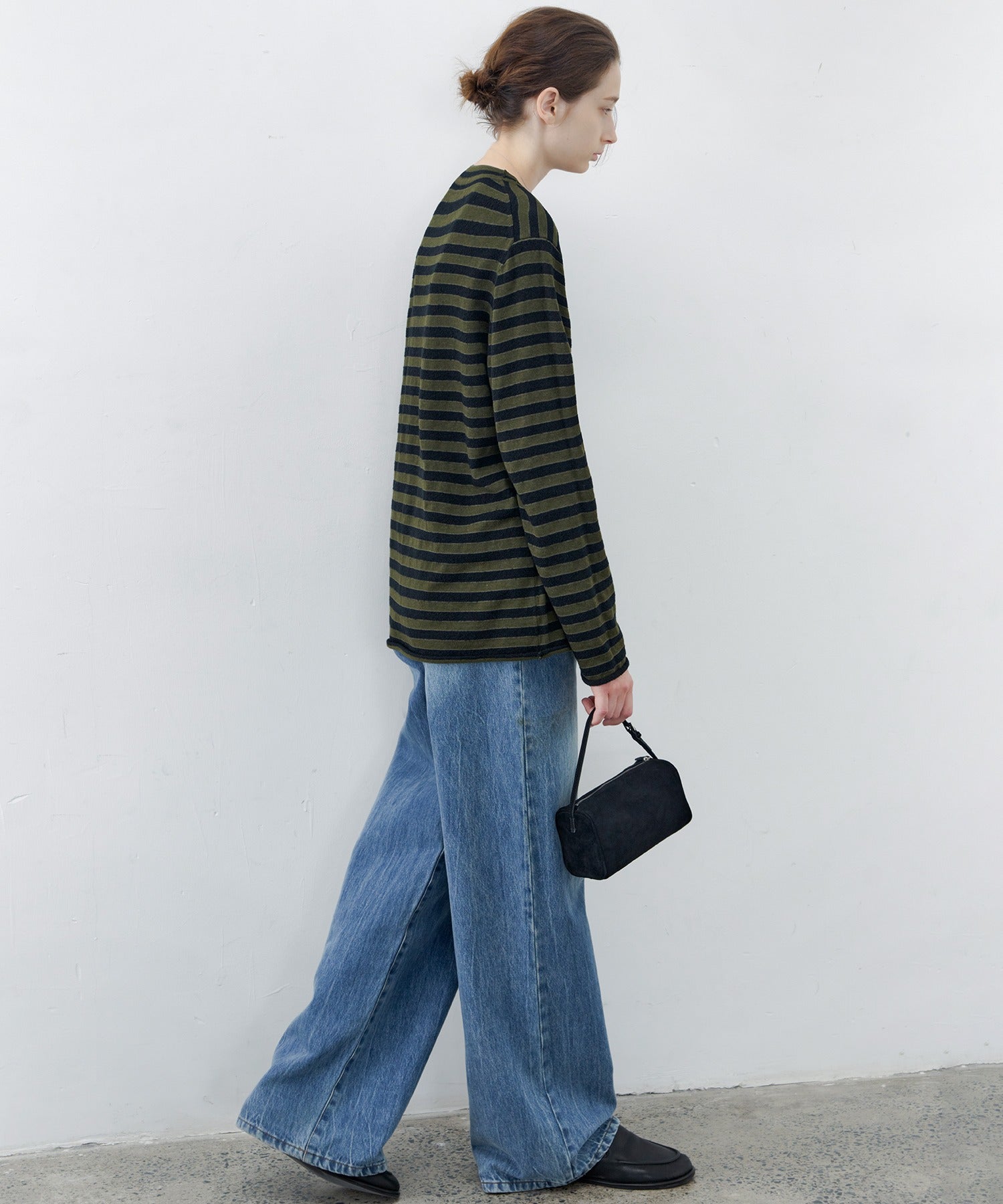 Textured Stripe Crew Neck Knit Sweater