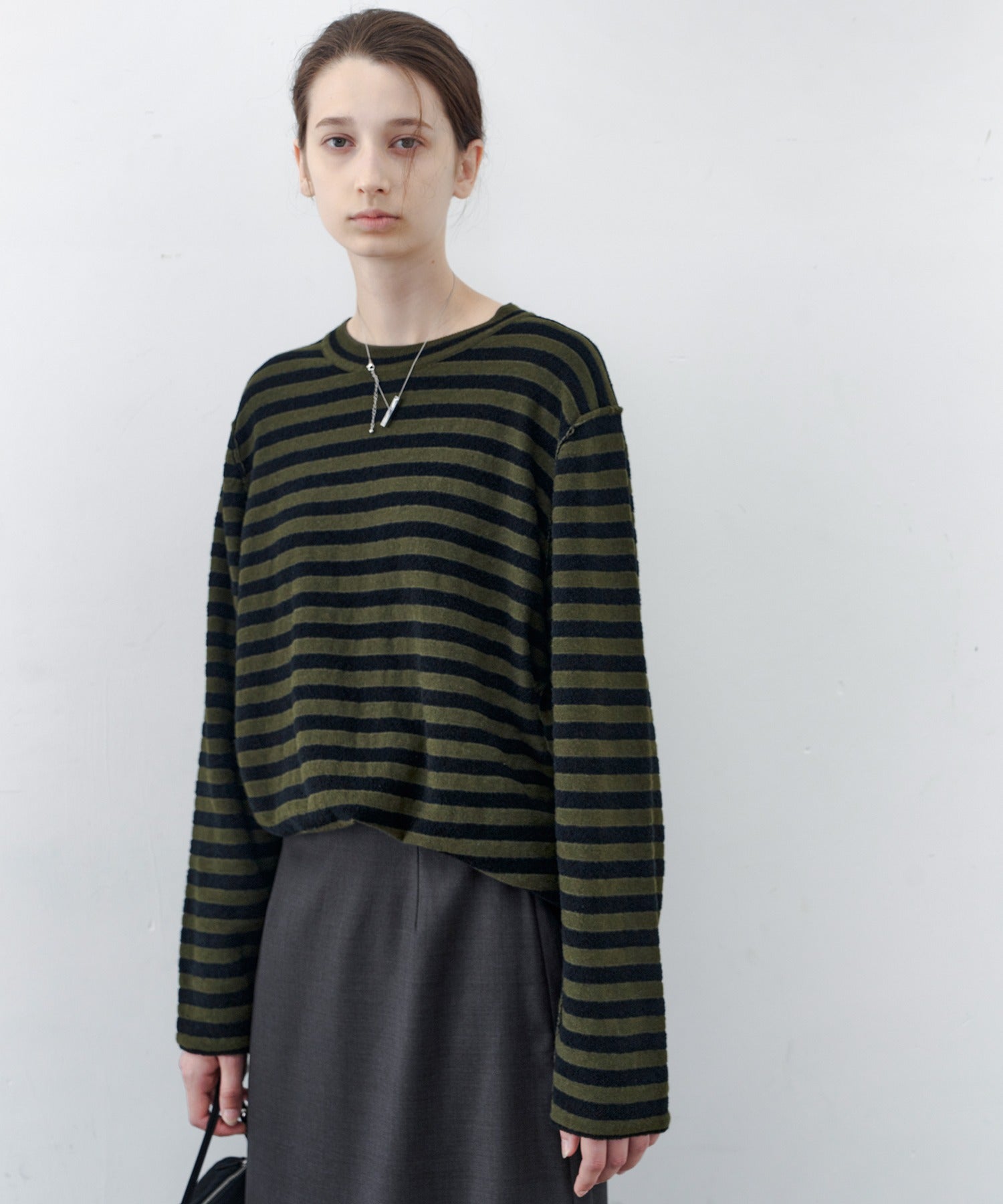 Textured Stripe Crew Neck Knit Sweater