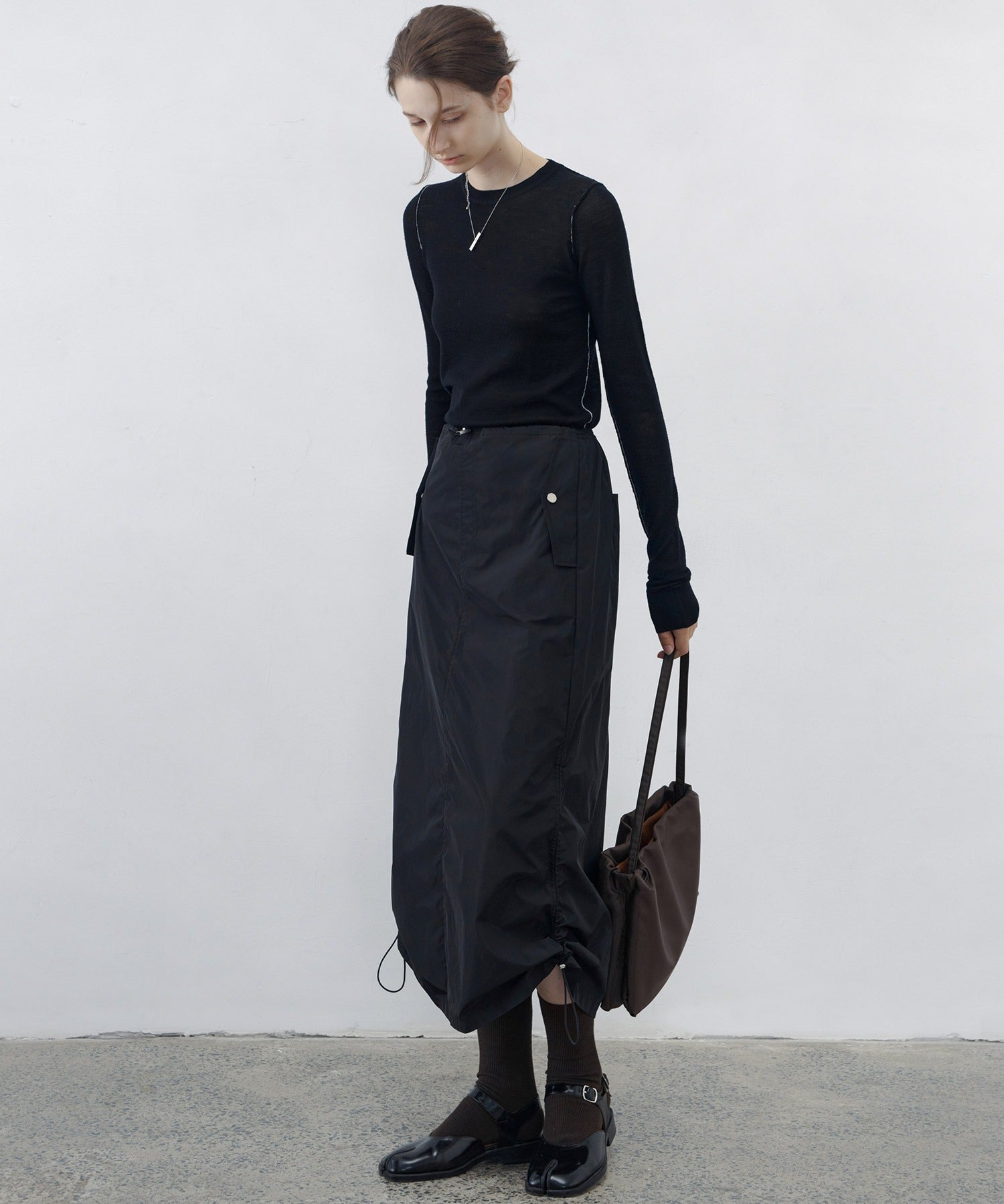 Contrast Stitch Sheer Knit Tee