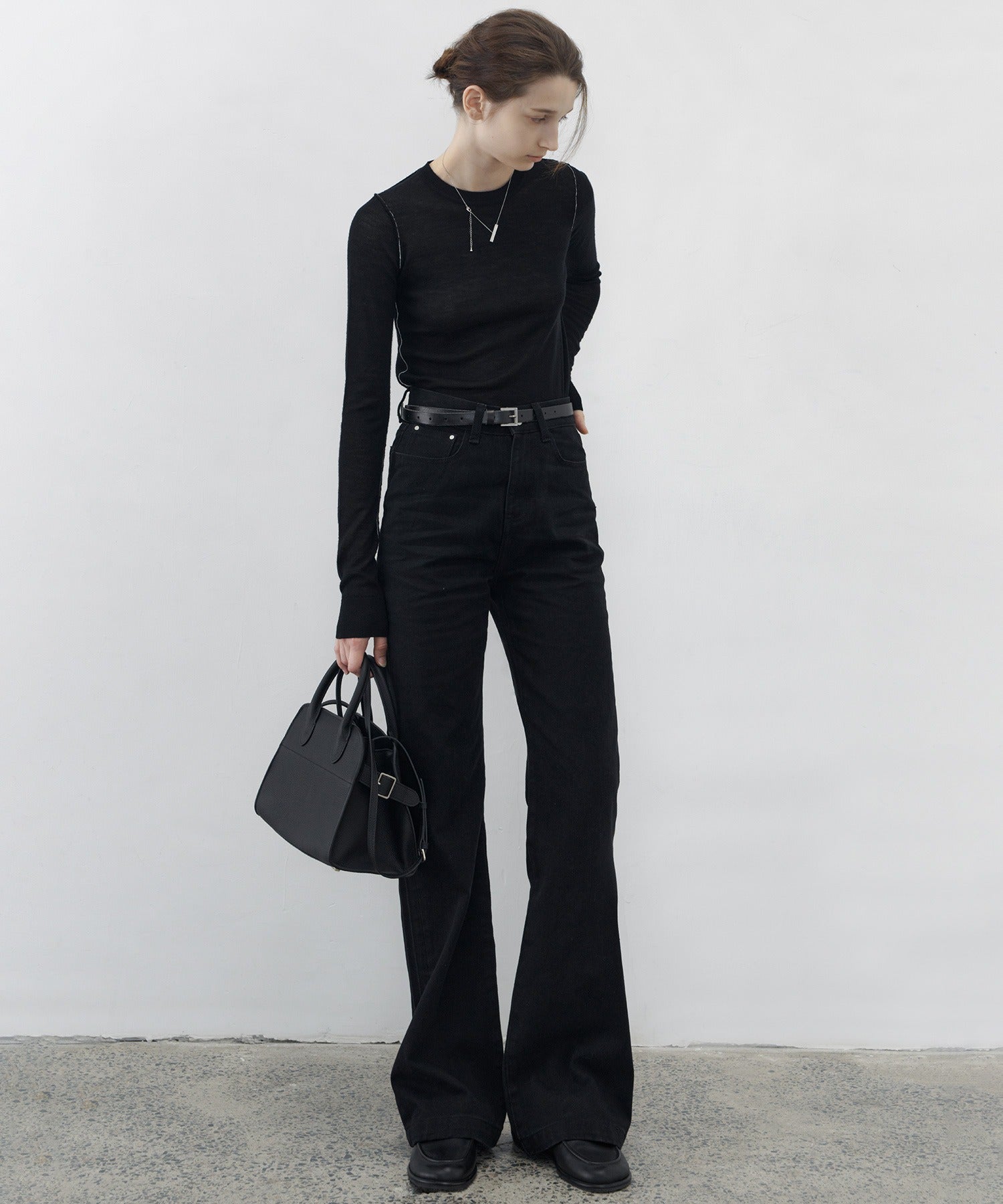 Contrast Stitch Sheer Knit Tee