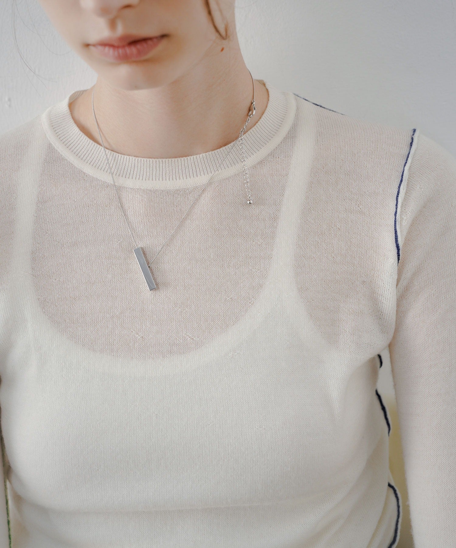 Contrast Stitch Sheer Knit Tee