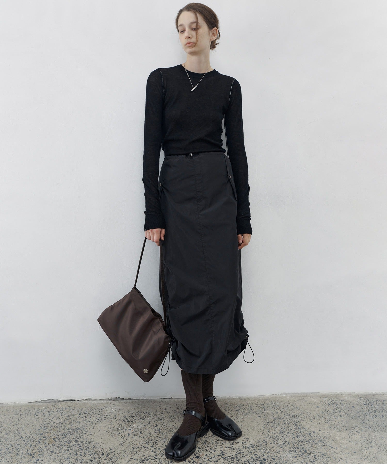 Contrast Stitch Sheer Knit Tee