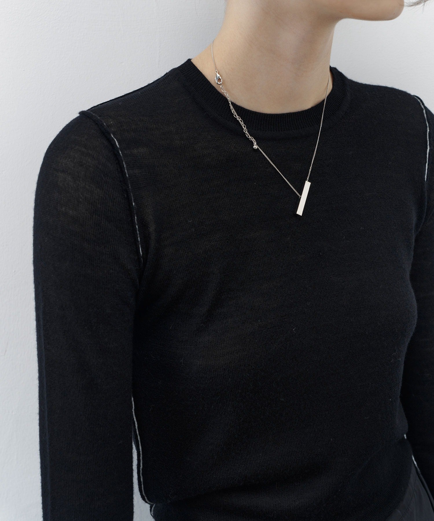 Contrast Stitch Sheer Knit Tee