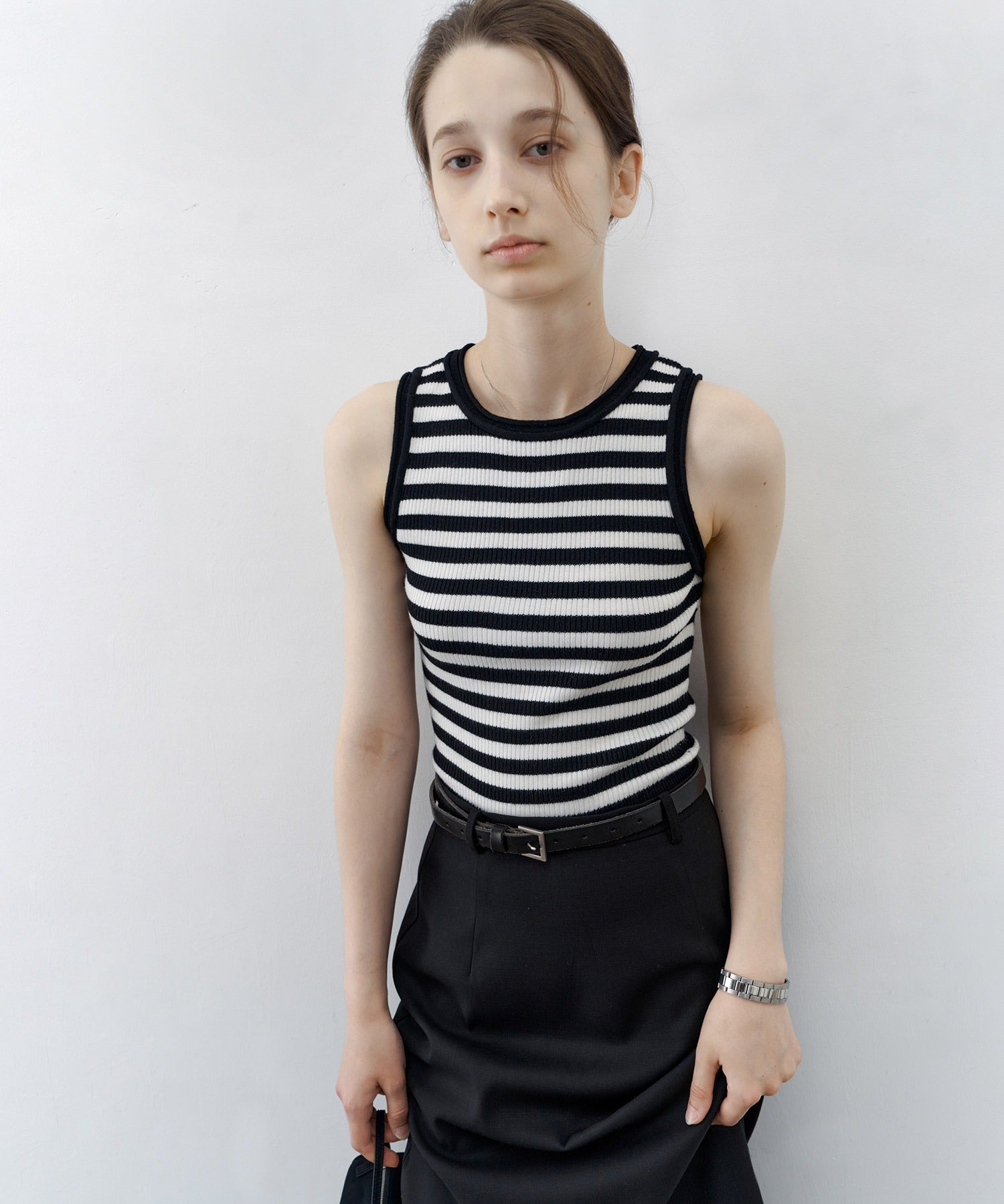 【tageechita】 울 혼합 아메리칸 슬리브 탱크 탑