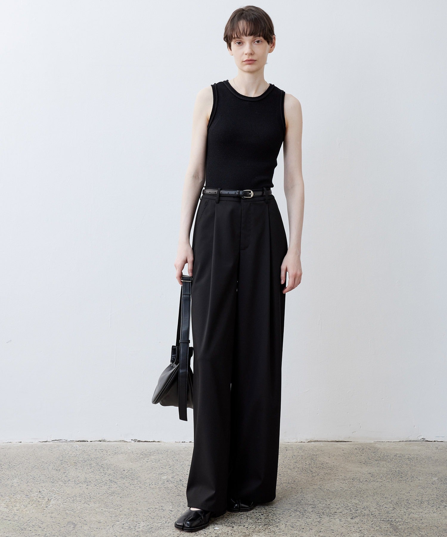 【tageechita】 울 혼합 아메리칸 슬리브 탱크 탑