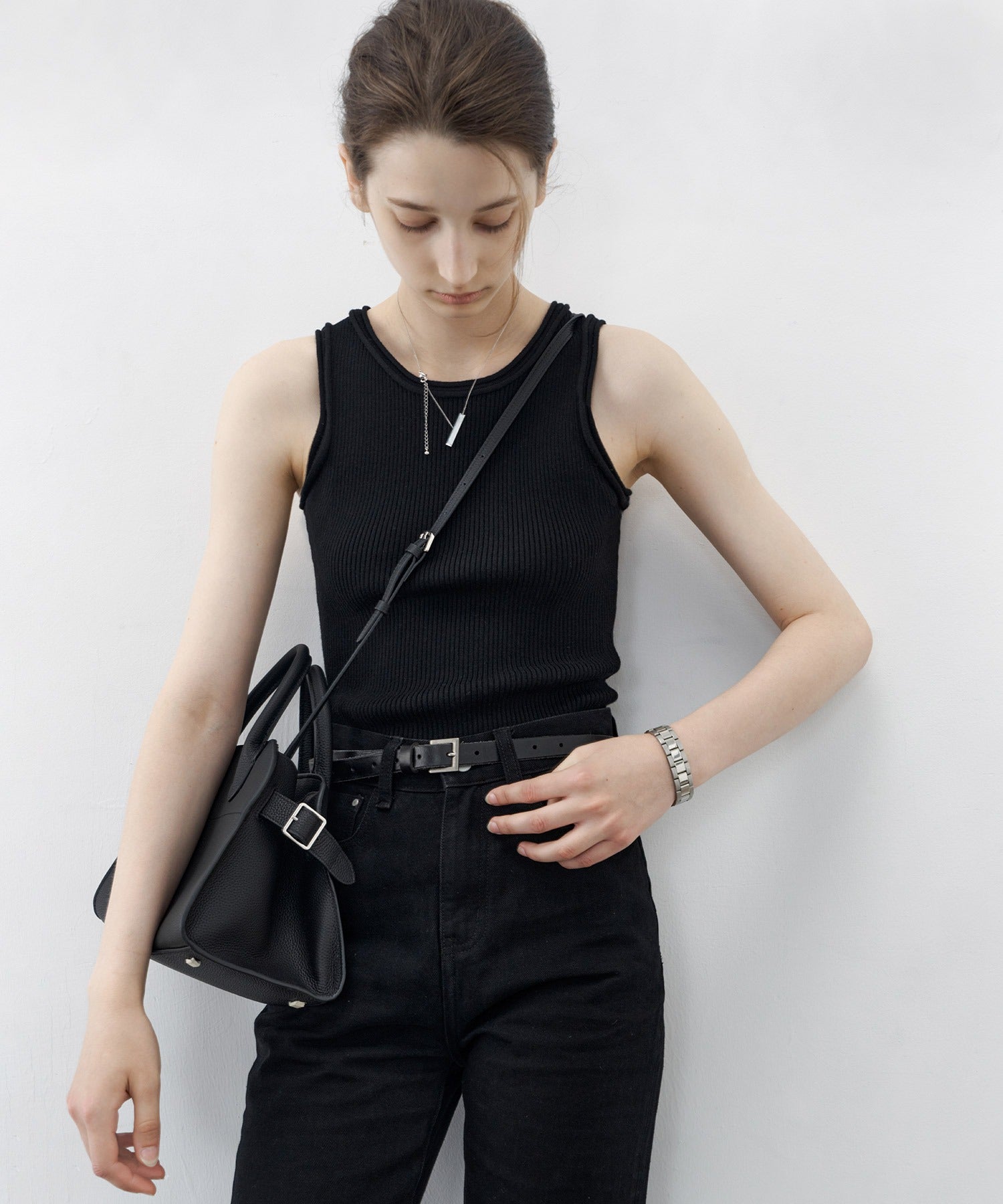 【tageechita】 울 혼합 아메리칸 슬리브 탱크 탑