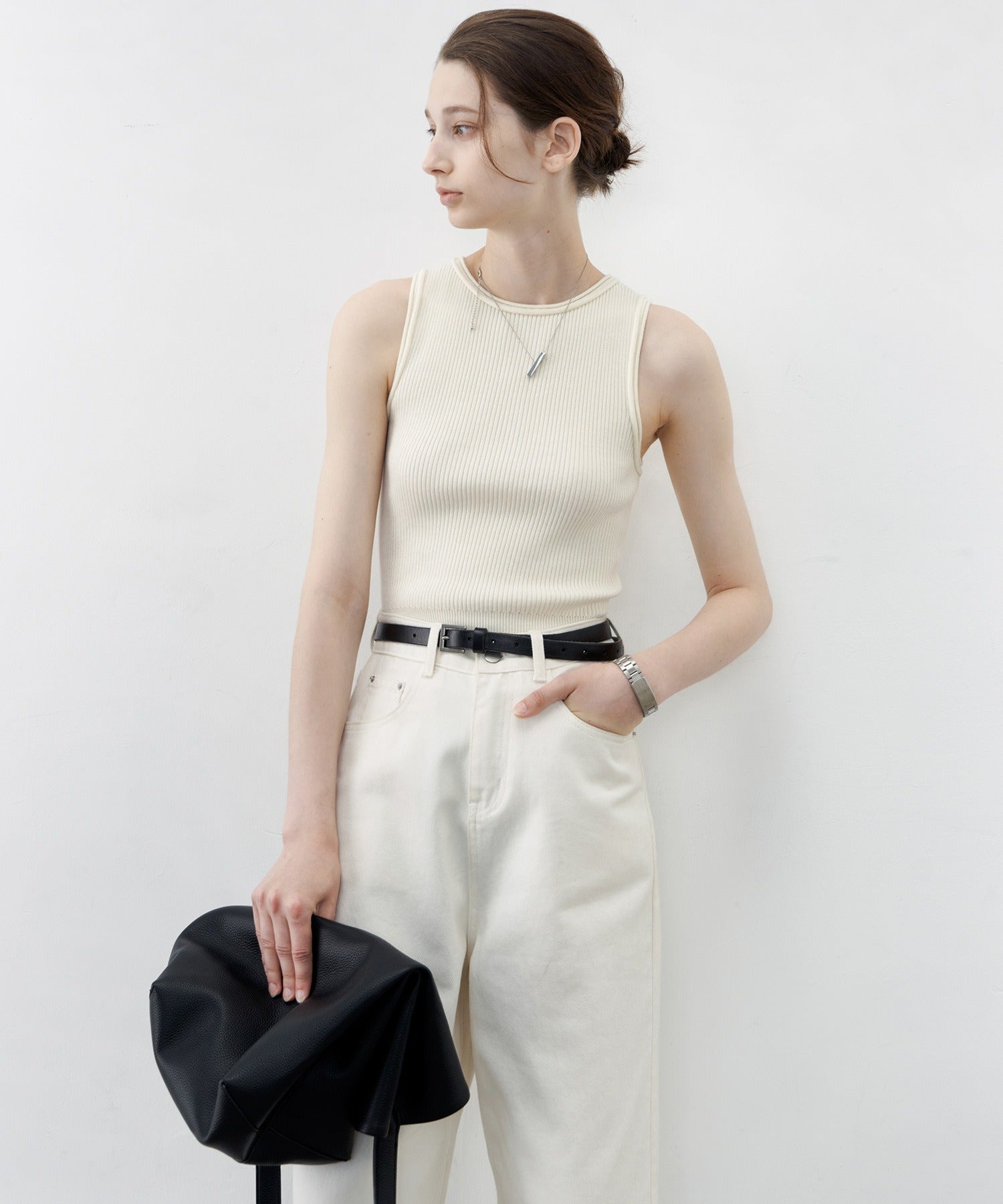 【tageechita】 울 혼합 아메리칸 슬리브 탱크 탑