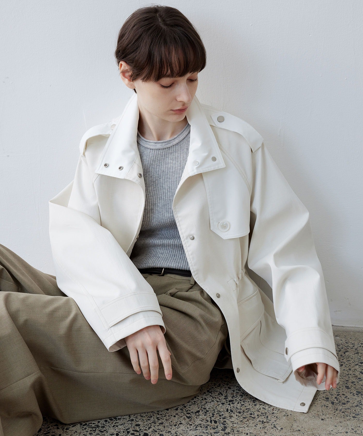 【tageechita】 울 혼합 아메리칸 슬리브 탱크 탑