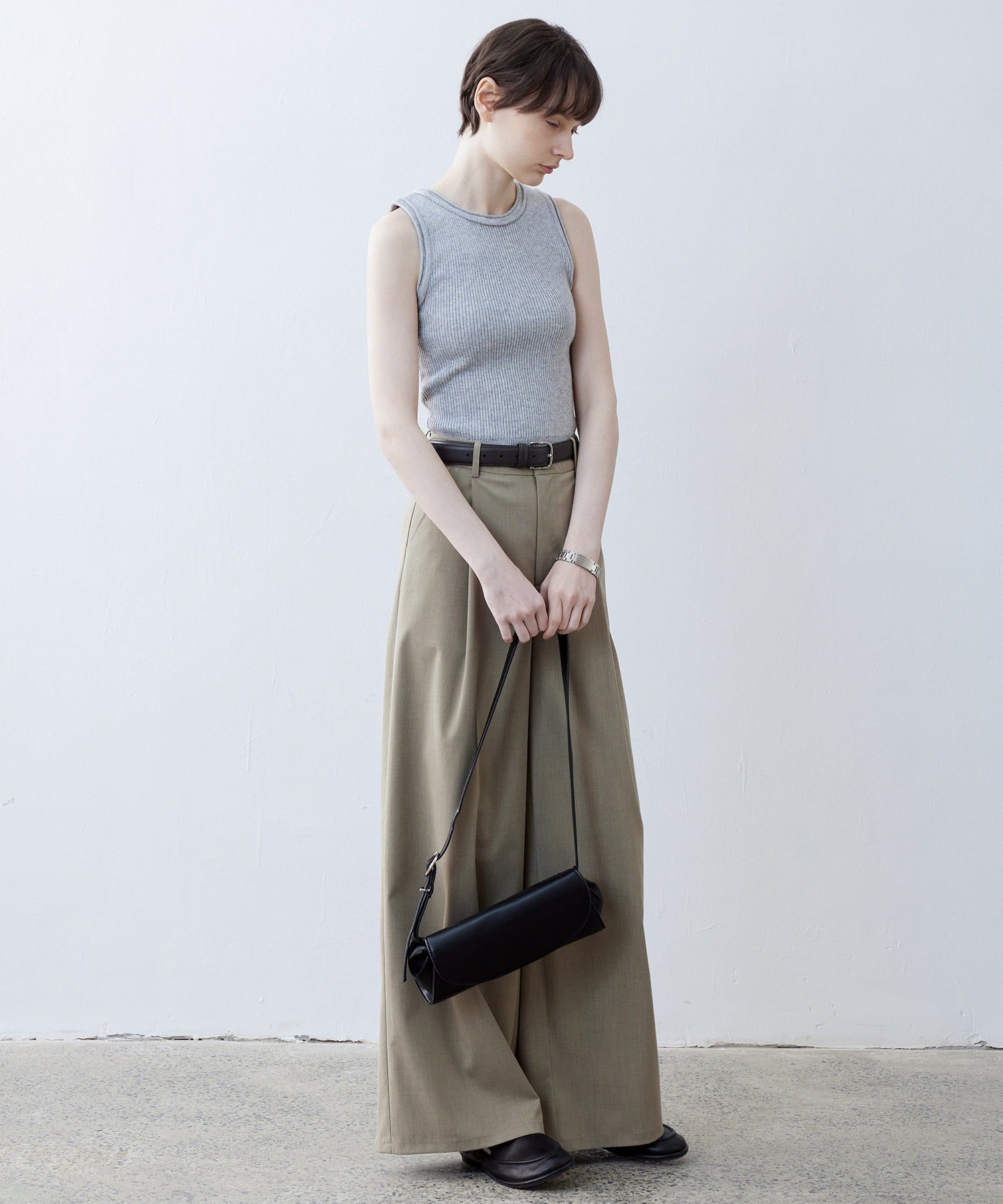 【tageechita】 울 혼합 아메리칸 슬리브 탱크 탑