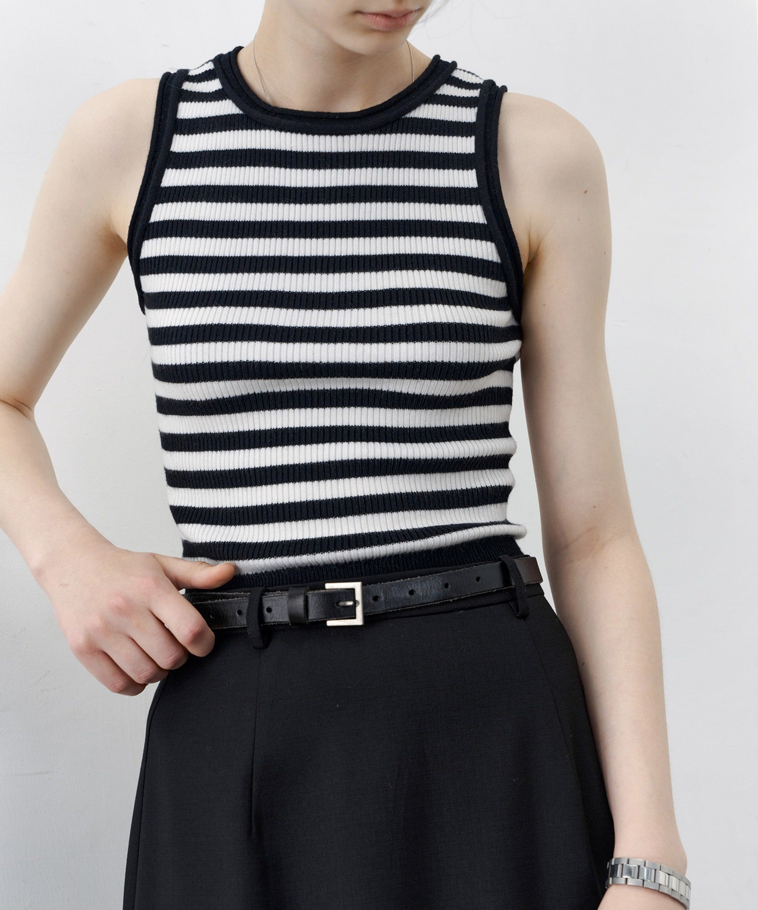 【tageechita】 울 혼합 아메리칸 슬리브 탱크 탑