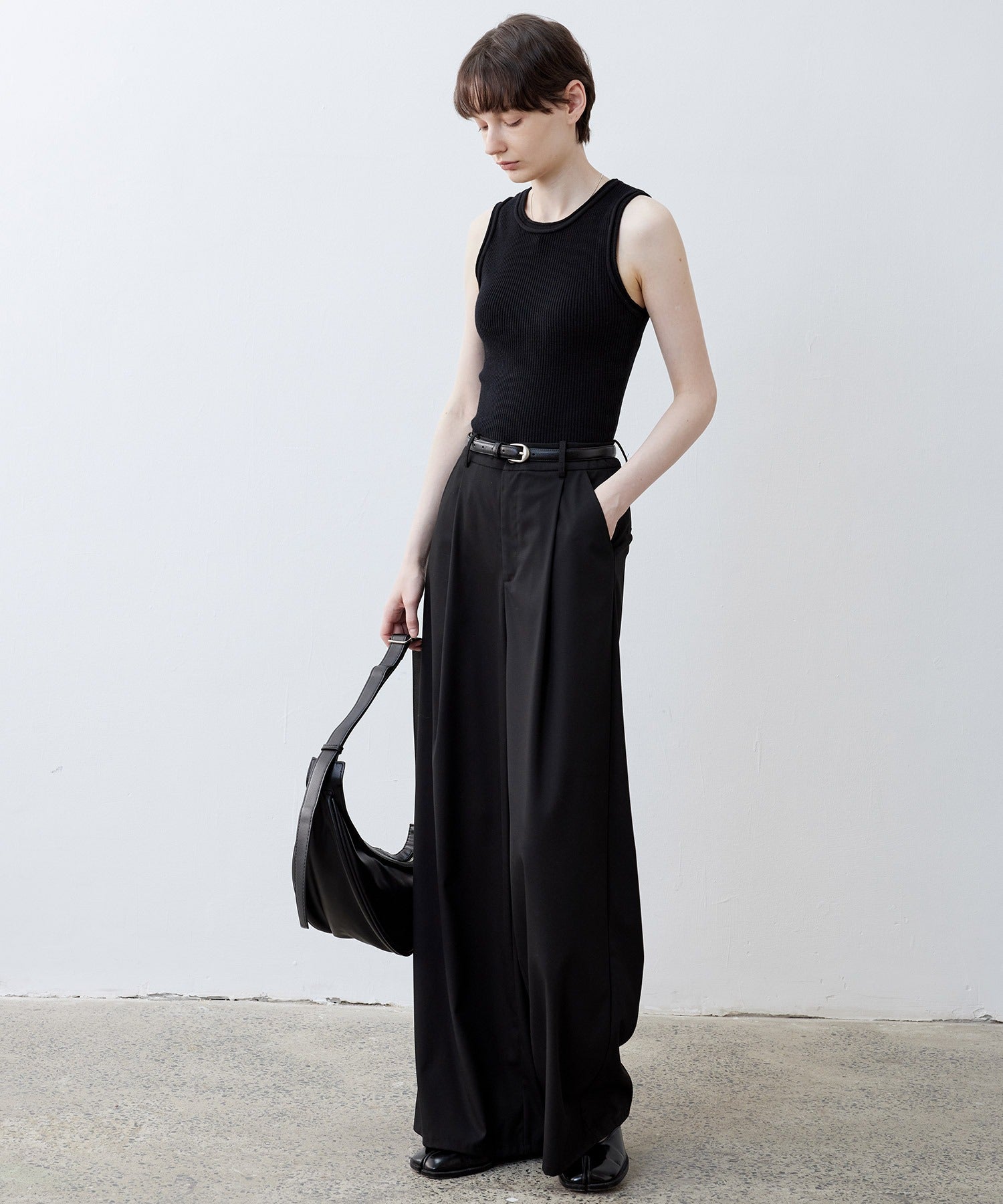 【tageechita】 울 혼합 아메리칸 슬리브 탱크 탑