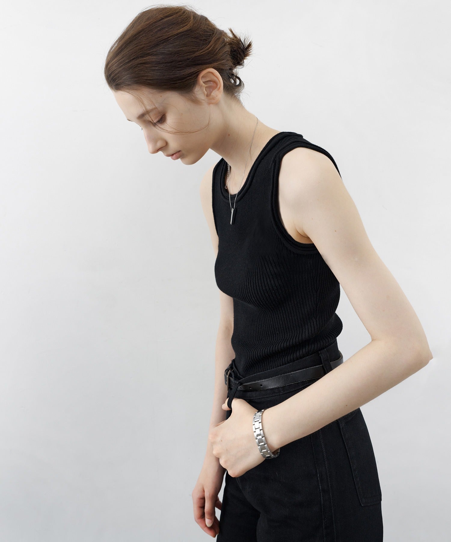 【tageechita】 울 혼합 아메리칸 슬리브 탱크 탑