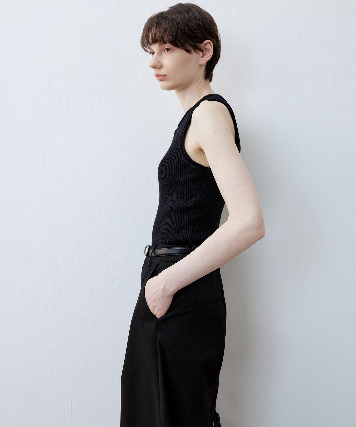 【tageechita】 울 혼합 아메리칸 슬리브 탱크 탑