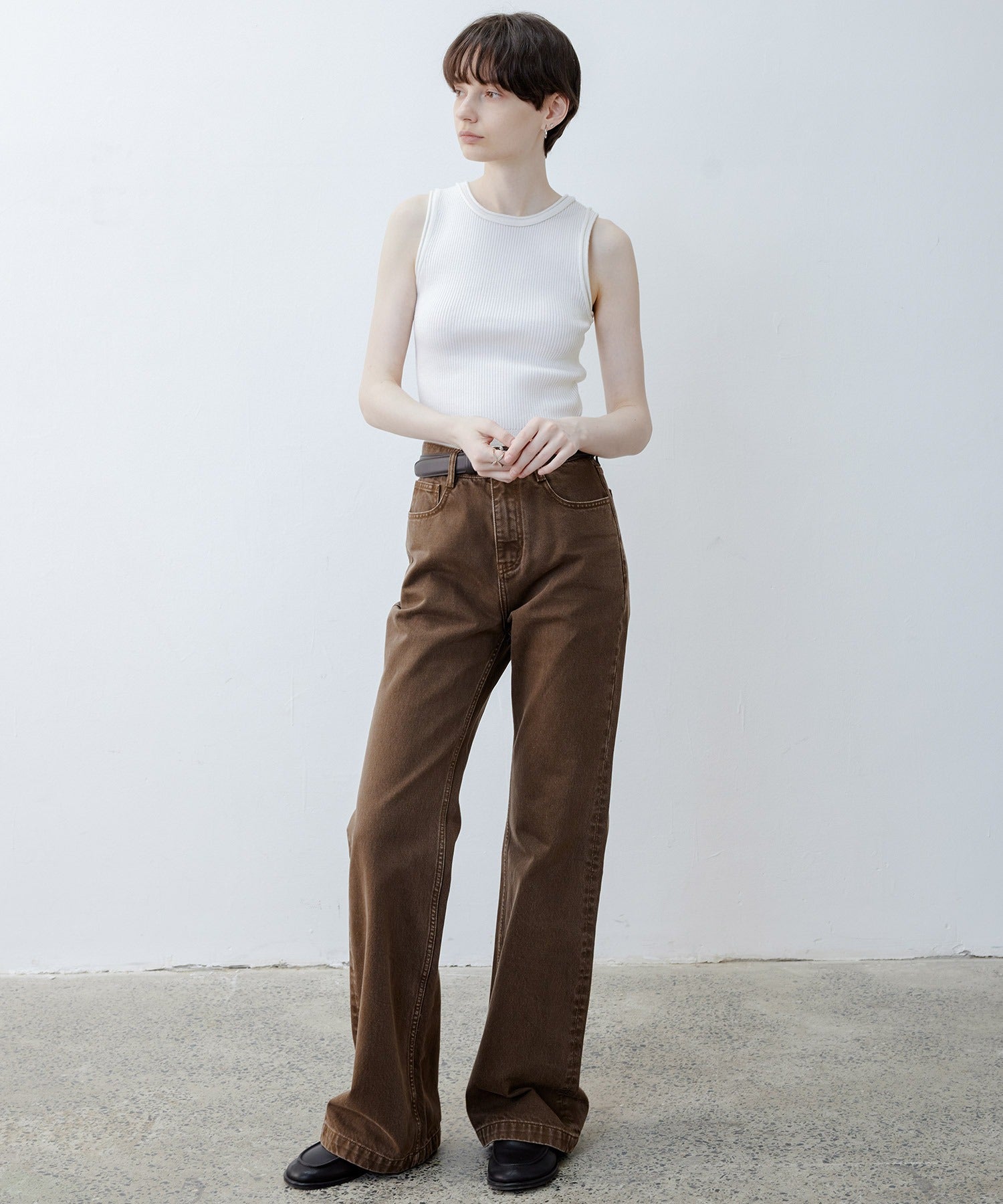 【tageechita】 울 혼합 아메리칸 슬리브 탱크 탑