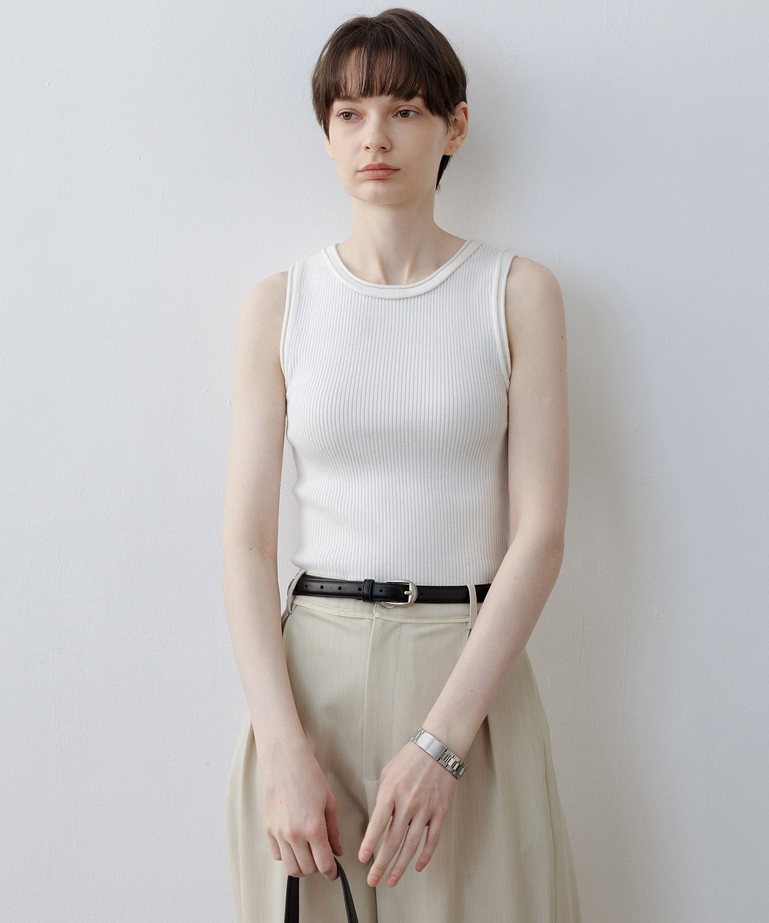 【tageechita】 울 혼합 아메리칸 슬리브 탱크 탑